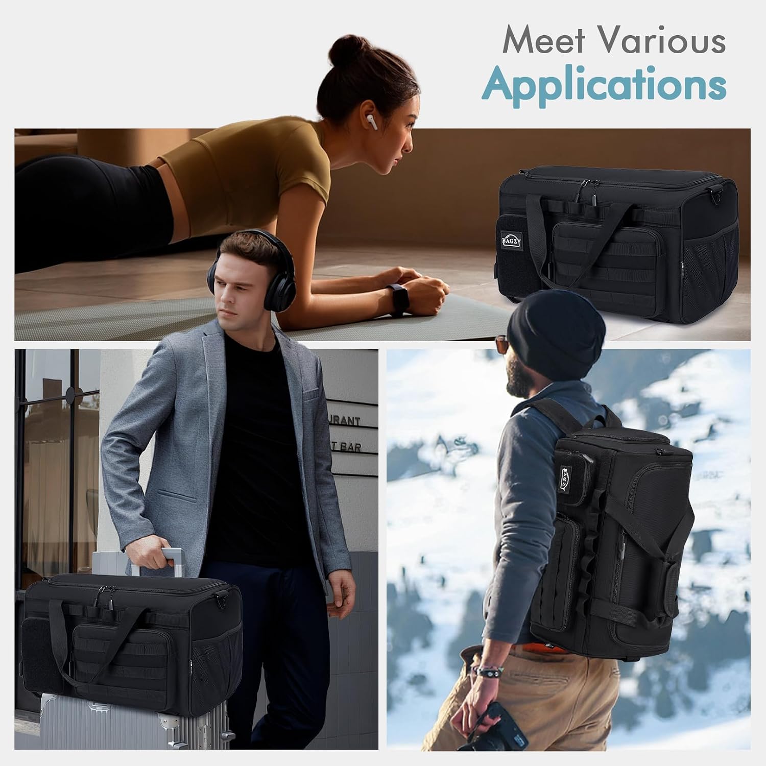Thumbnail 4 de BAGZY 40L Tactical Travel Bag with Shoe Compartment, 3-in-1 Carrying