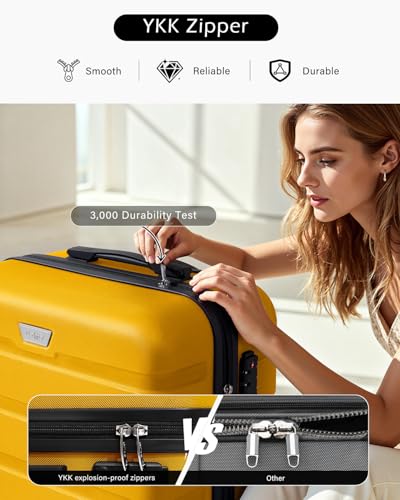 Detalle de COOLIFE 20-Inch Carry On Suitcase for EasyJet — Durable PC+ABS Hard Shell, 38L