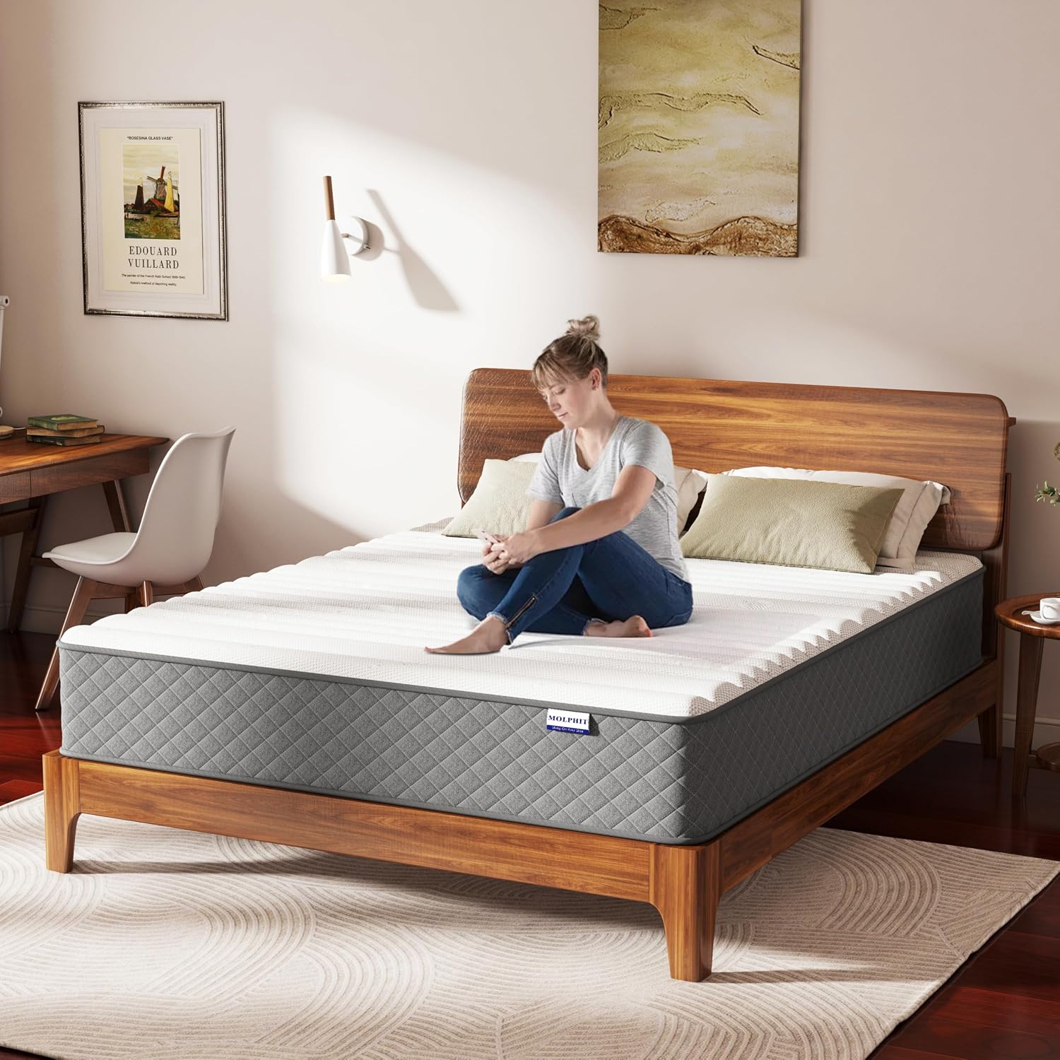 Thumbnail 6 de MOLPHIT 10 Inch Double Mattress (7-Zone Hybrid) – Memory Foam & Pocket Sprung, Medium Firm 135x190x25cm