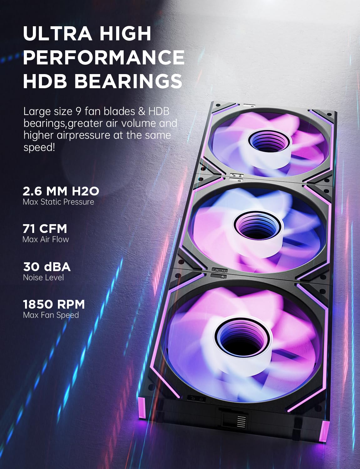 Thumbnail 1 de AsiaHorse Dawn Pro 120mm ARGB PWM Case Fan (Modular Daisy Chain, Forward/Reverse Blades)