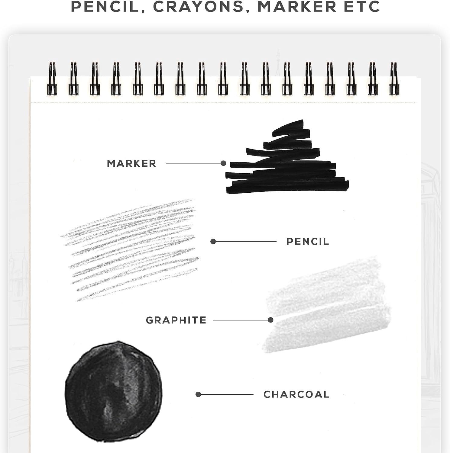Detalle 2 de Beechmore Books 9x12 Spiral Bound Sketchbook – 100 Perforated Sheets, 140 GSM