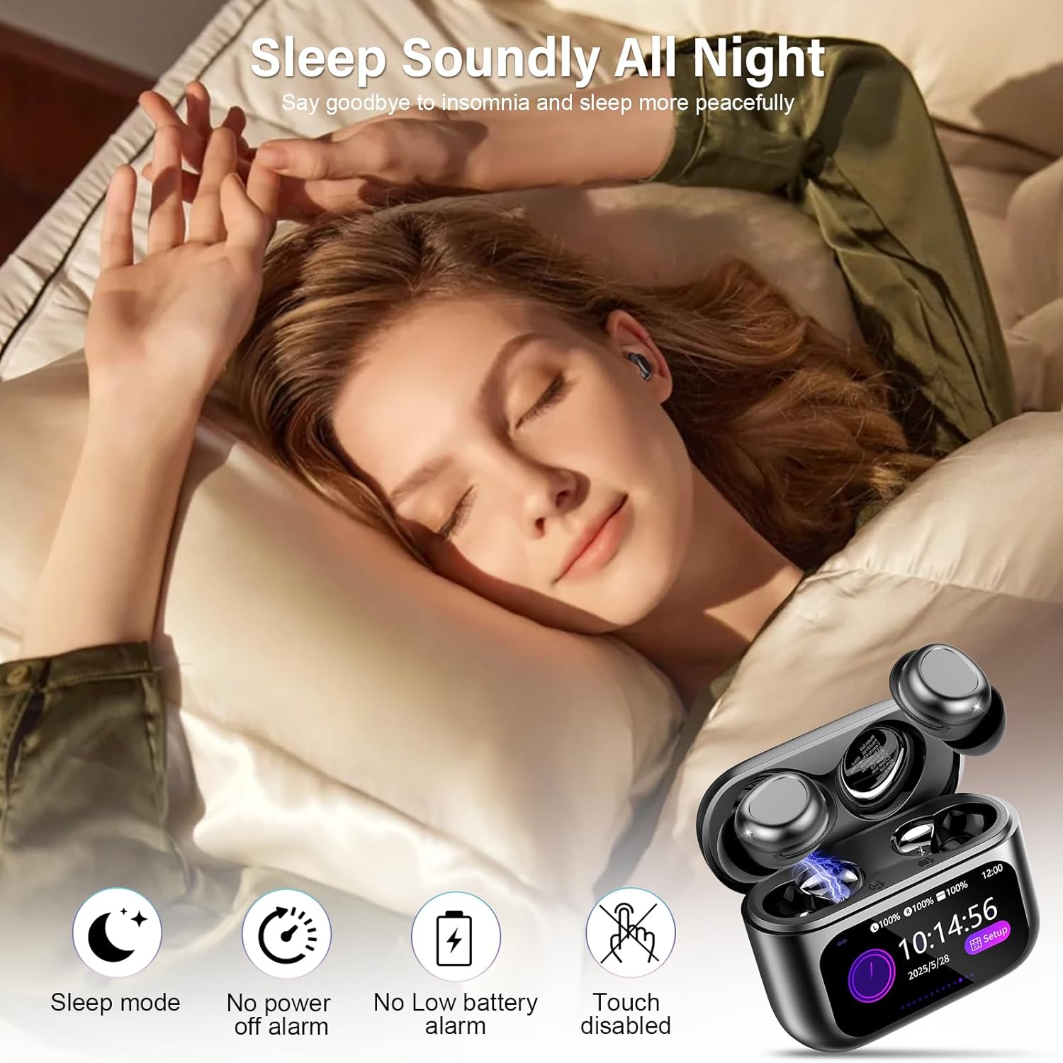 Thumbnail 1 de ZYHKON Bluetooth-Schlafkopfhörer In-Ear (Bluetooth 5.4) für Seitenschläfer – Sleep Mode, bis zu 48 h Laufzeit