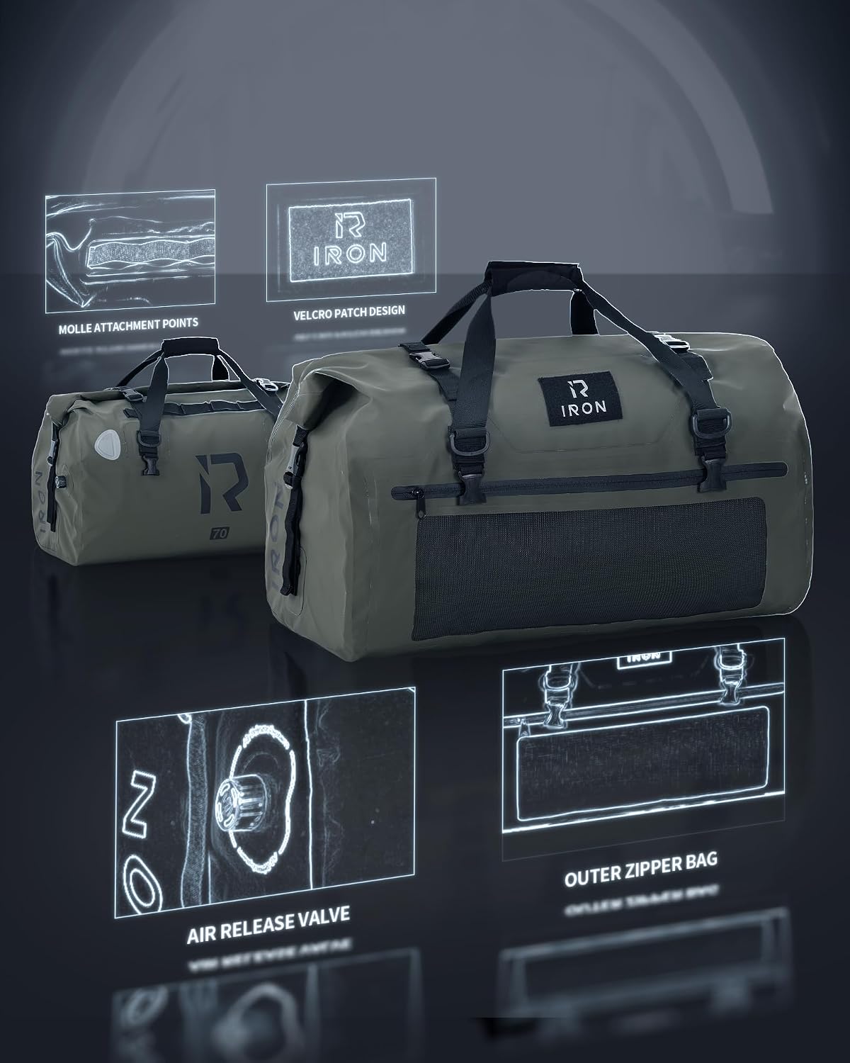 Detalle de BORLENI Motorcycle Tail Bag 70L