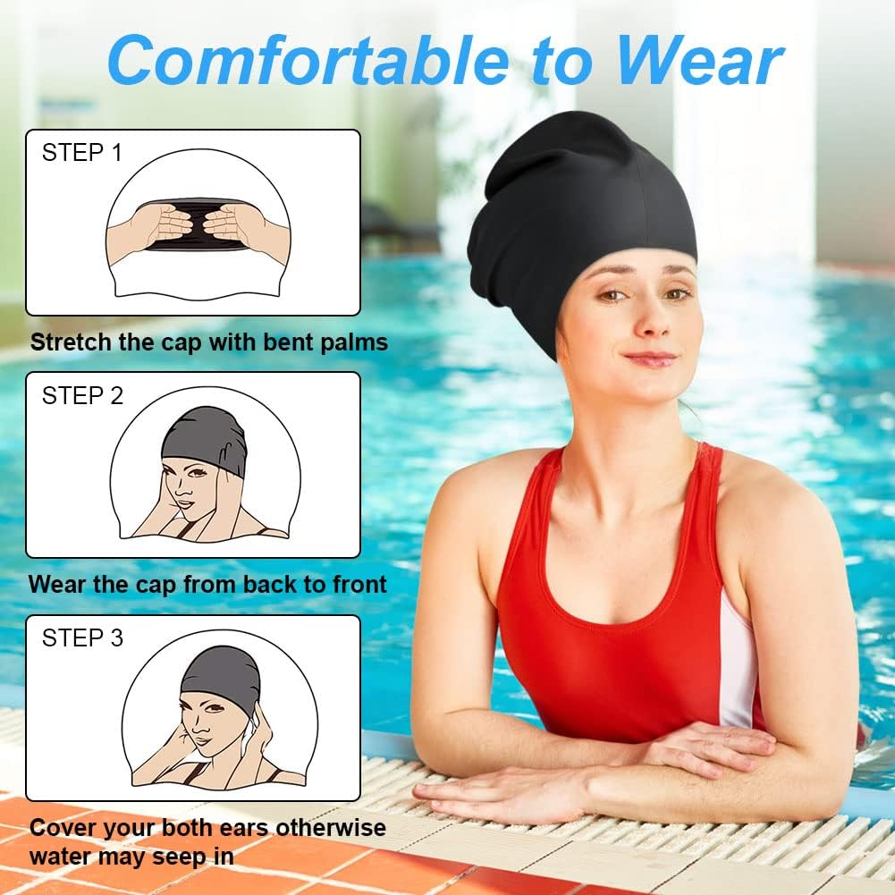Detalle de AMFUN Silicone swim cap with ear covers
