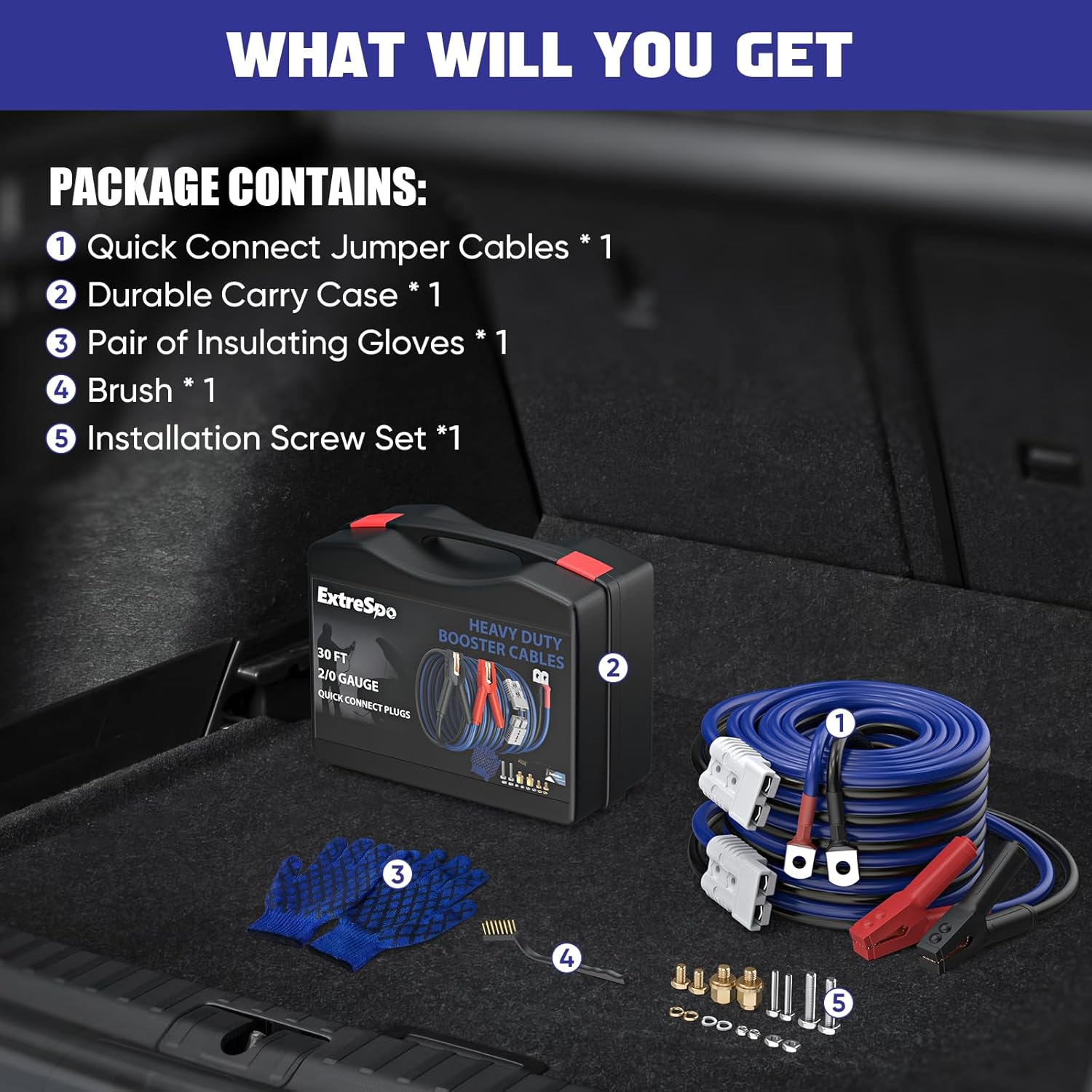 Thumbnail 6 de EXTRESPO 2/0 Gauge 30 FT Jumper Cables 1500A