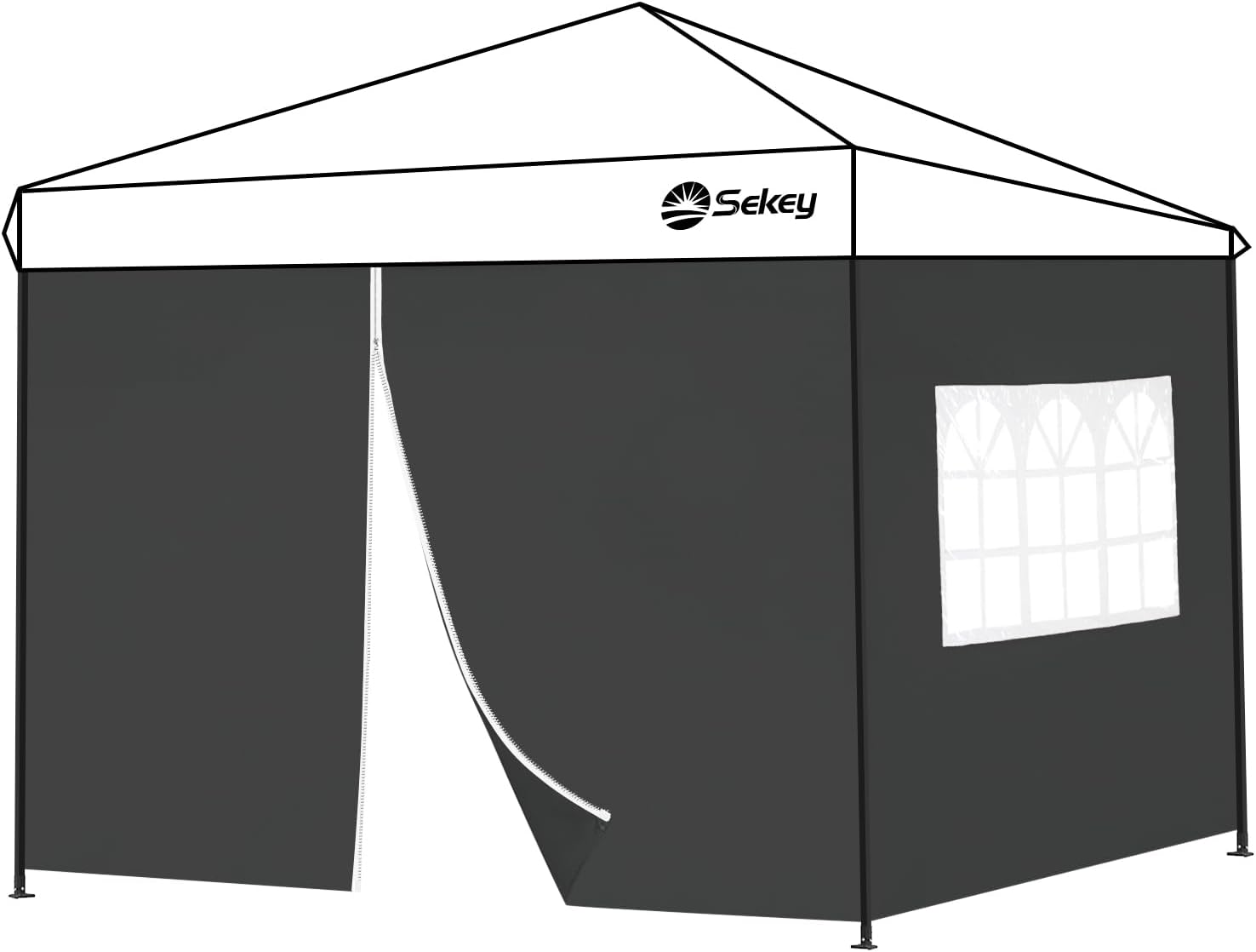 Detalle de Sekey zestaw 2 ścian bocznych do pawilonu 3 × 3 m, z oknem i zamkiem