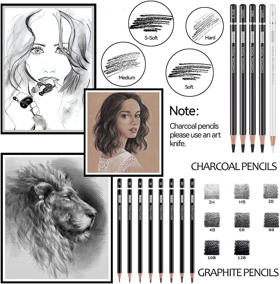 Detalle de PANDAFLY Drawing Pencil Set, 22-Piece
