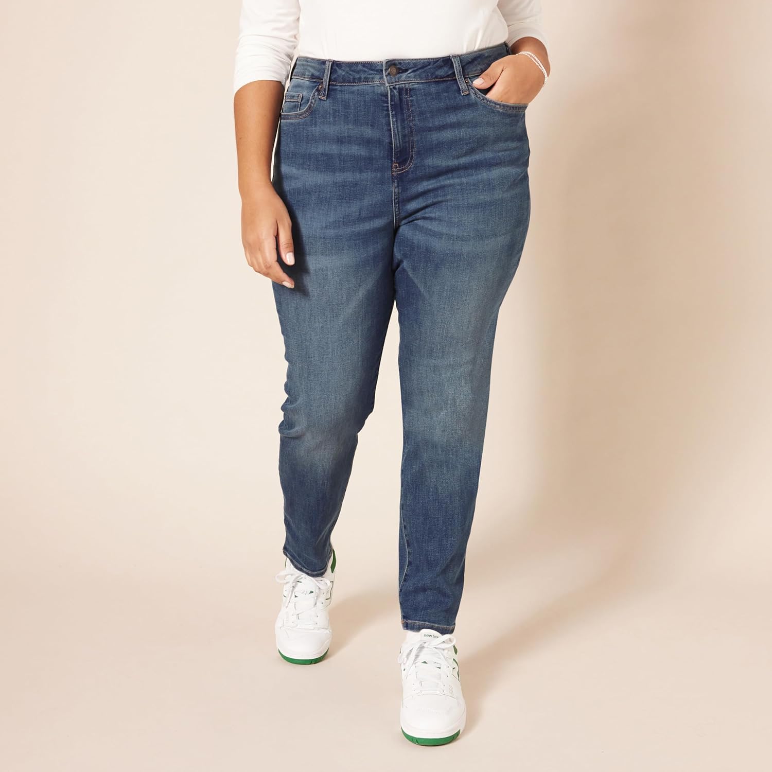 Detalle de Amazon Essentials Femme Jean Skinny Taille Haute – Couleurs abandonnées