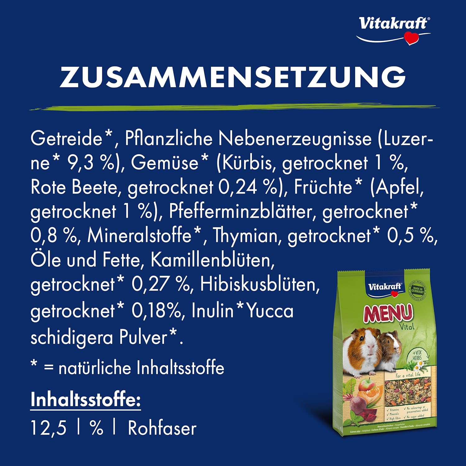 Thumbnail 2 de Vitakraft Menü Vital Meerschweinchenfutter – 5 kg Mit Apfel, Kürbis, Roter Beete und Kräutern