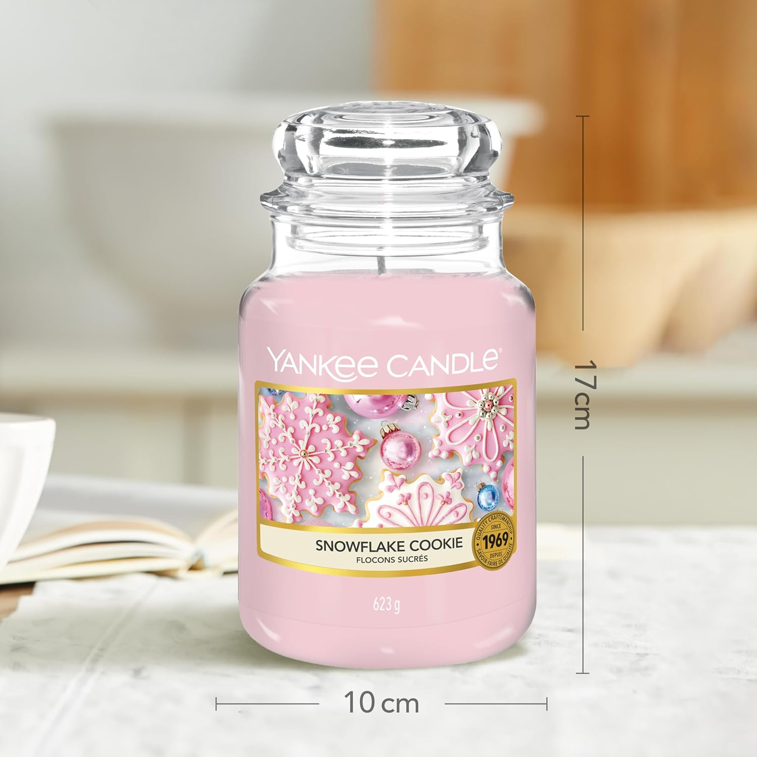 Thumbnail 3 de Yankee Candle Snowflake Cookie Vela Rosa, Frasco Grande 🕯