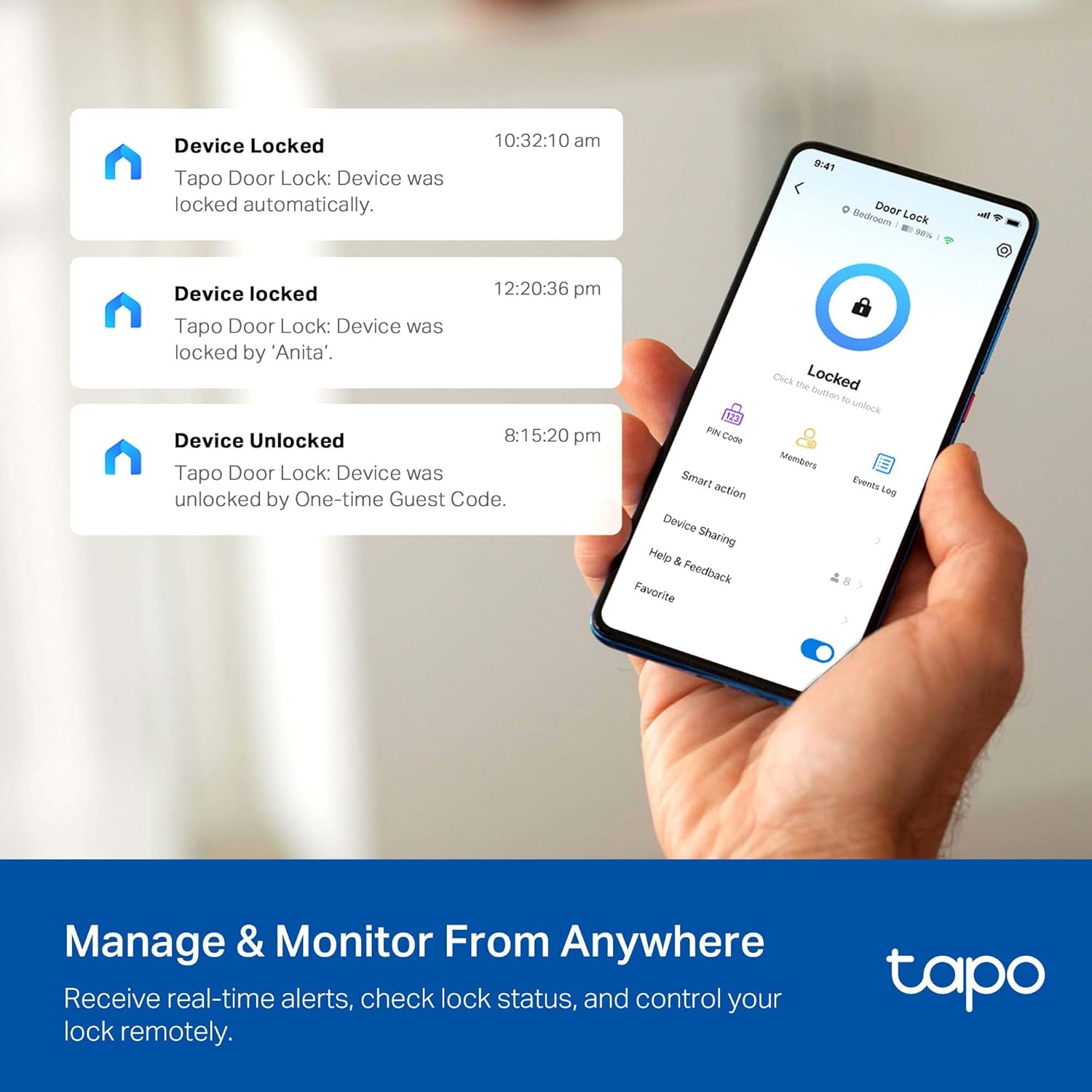 Thumbnail 3 de Tapo DL105 Smart Wi‑Fi Deadbolt Lock with Fingerprint 🔐