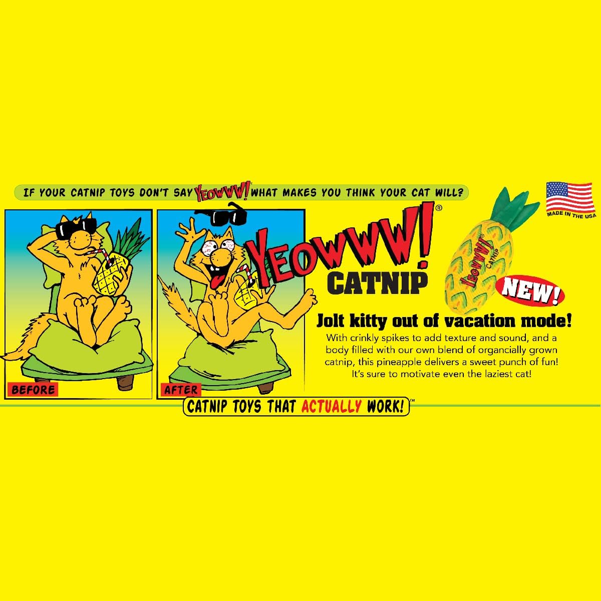 Detalle de YEOWWW! Pineapple Catnip Toy for Cats, Yellow, 7