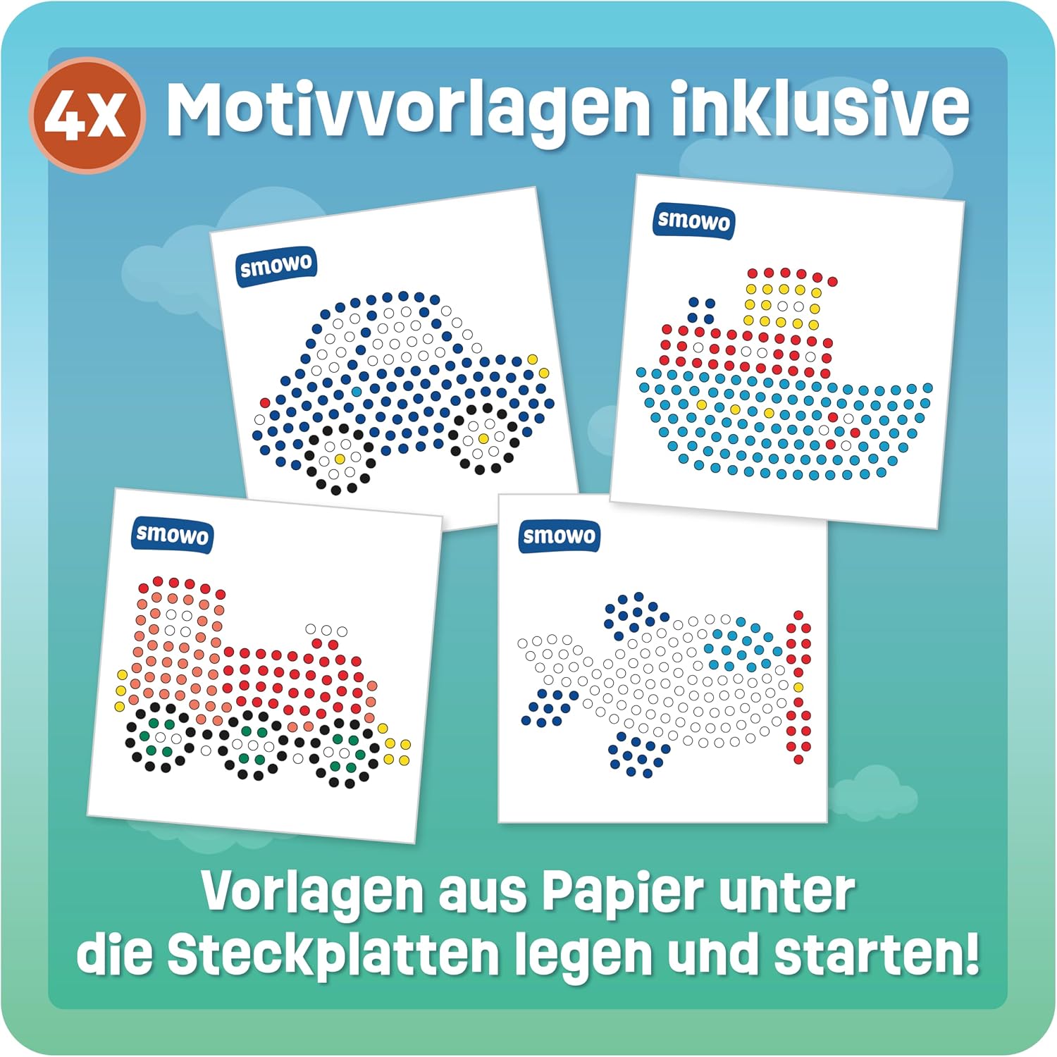 Thumbnail 2 de Smowo 10mm Bügelperlen Steckplatten Fahrzeuge-Set (4 Platten + Vorlagen) für Kinder ab 3 Jahren