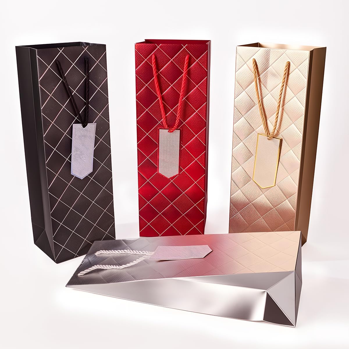 Thumbnail 4 de 12Pack Wine Gift Bags 13.7in Luxury Bottle Bags