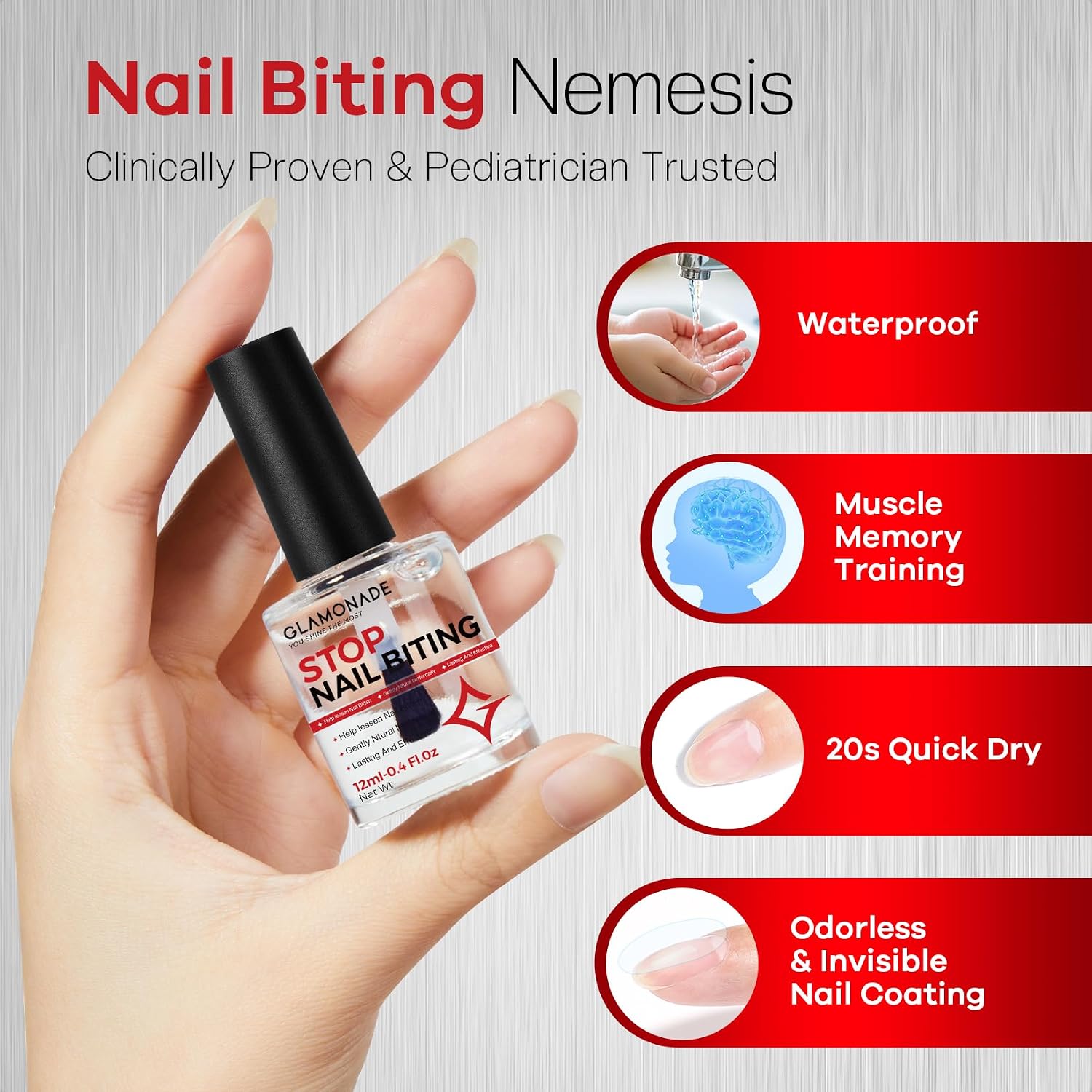 Detalle de Glamonade Signature Edition Bitter Nail Polish for Nail Biting and Thumb Sucking
