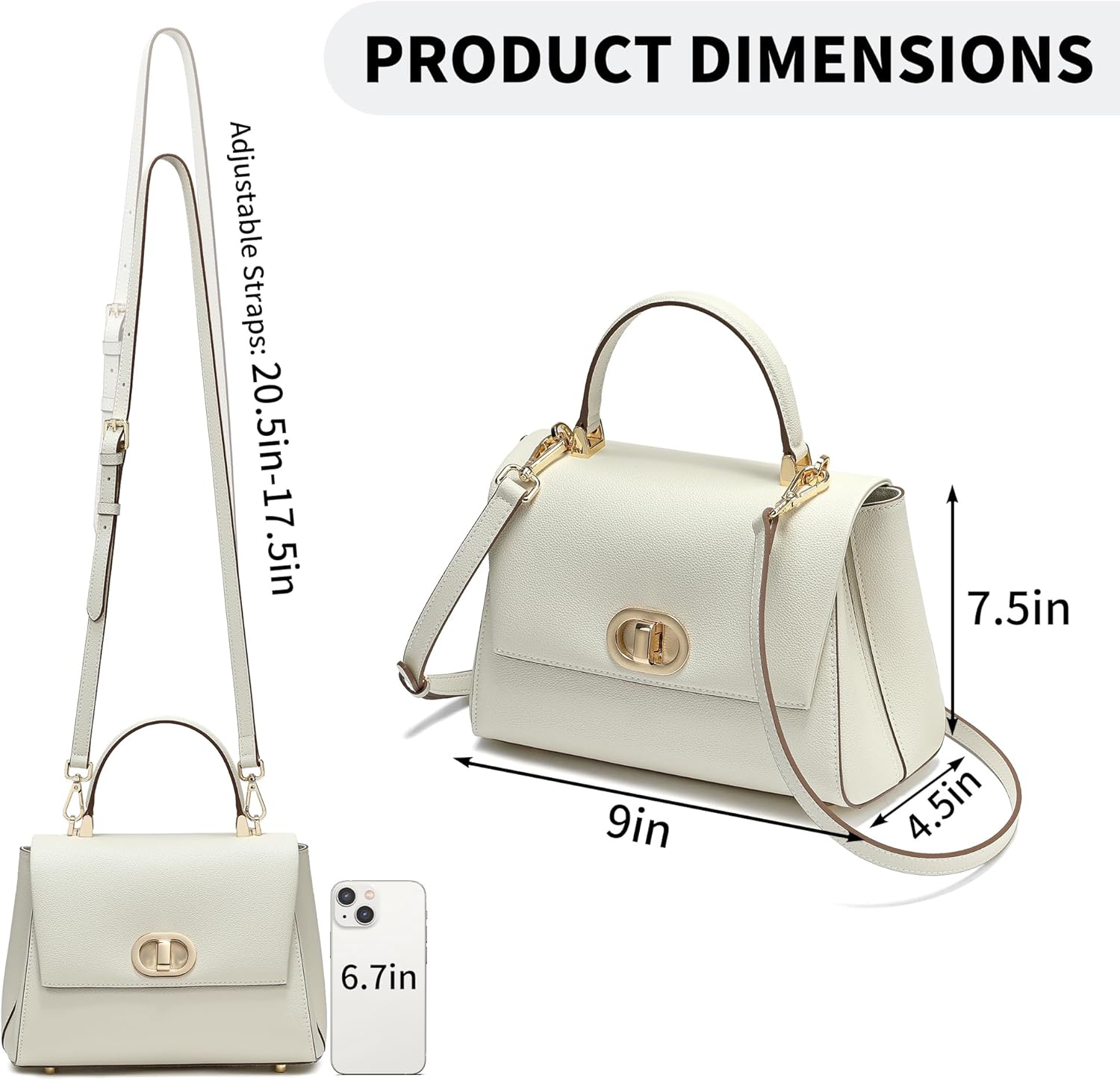 Thumbnail 5 de Quipuda Leather Handbag for Women – Crossbody & Shoulder Bag with Removable Strap