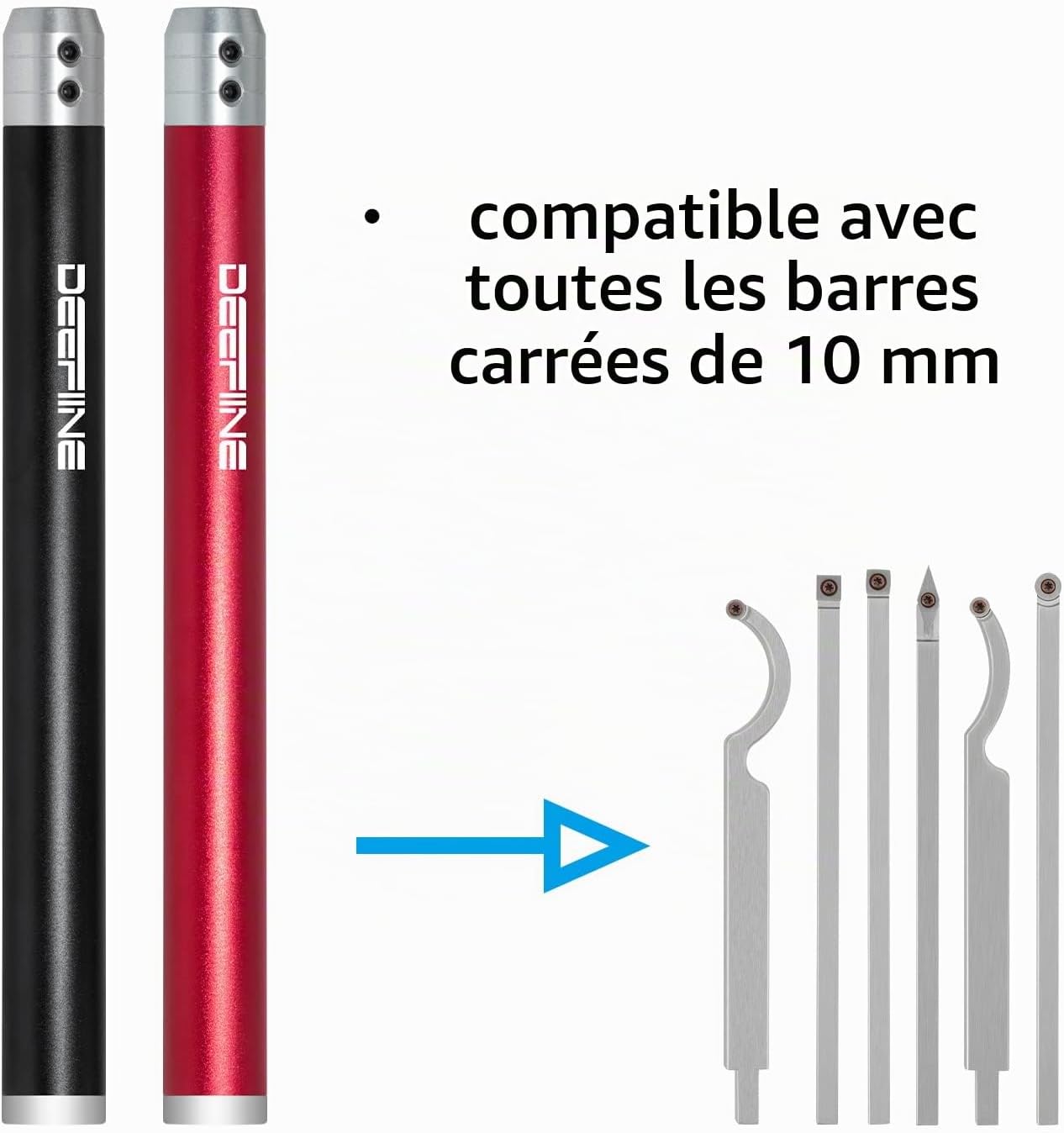 Detalle 2 de DEEFIINE houtdraaigereedschap met verwisselbare aluminium handgrepen voor 10 mm