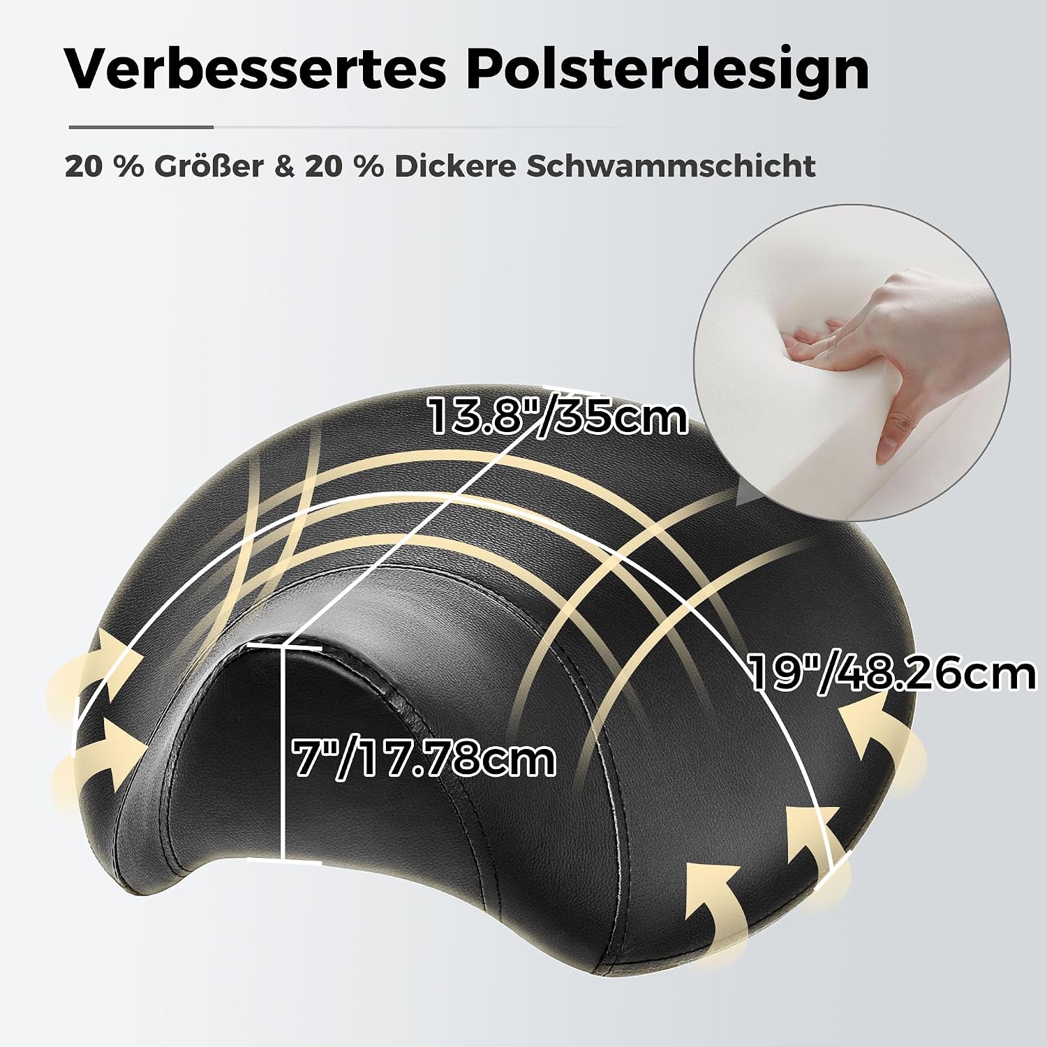 Detalle de BEWISHOME Sattelhocker mit Rollen – schwenkbar, höhenverstellbar, PU-Leder (Schwarz)