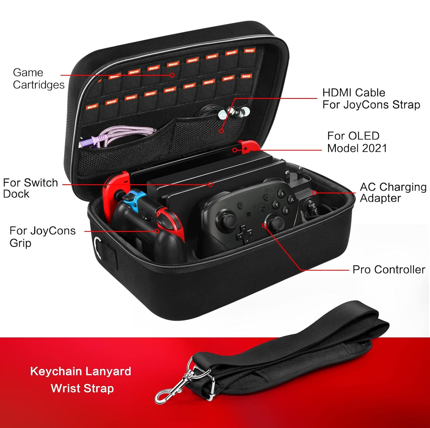 Thumbnail 6 de iVoler zerkar Nintendo Switch Carrying Case, EVA Hard Shell, 18-Game Storage