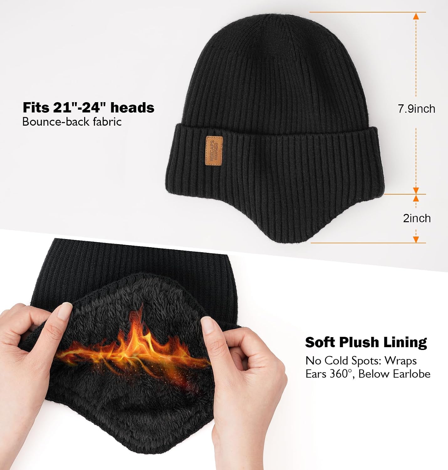 Detalle 2 de Wmcaps Wintermütze Herren Fleece Ohrenschutz