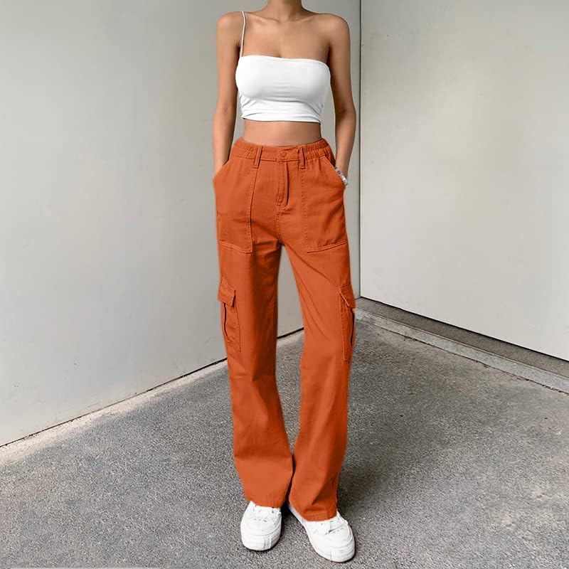 Detalle 2 de Lepunuo Cargo Pants for Women, High-Waisted Wide-Leg with 6 Pockets