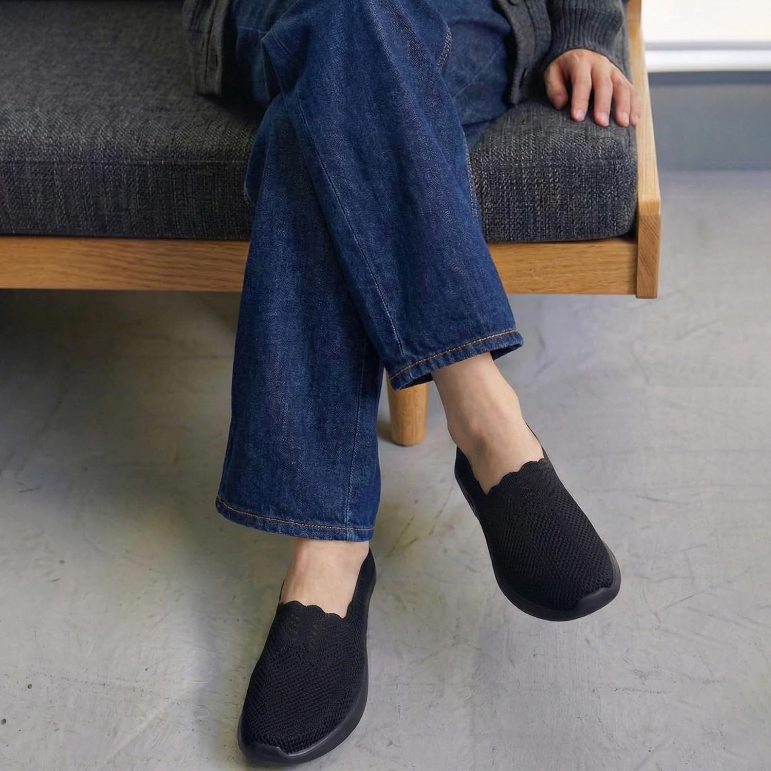 Detalle 2 de Puxowe Damen Slip On Sneaker Leichtatmungsaktiv