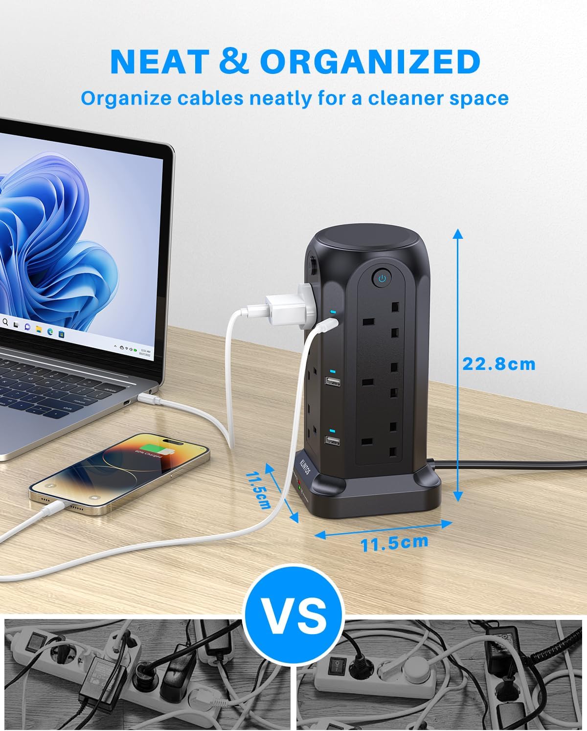 Thumbnail 5 de Tower Extension Lead 12-Way 2M, 3250W surge protector 🔌