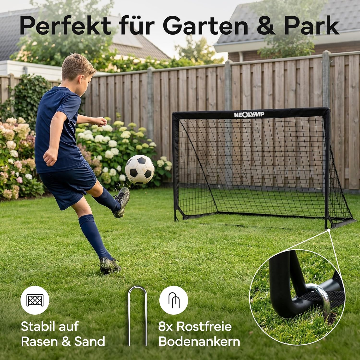 Detalle de NEOLYMP Fußballtor Kinder Set – Faltbare Tore für Garten & Outdoor