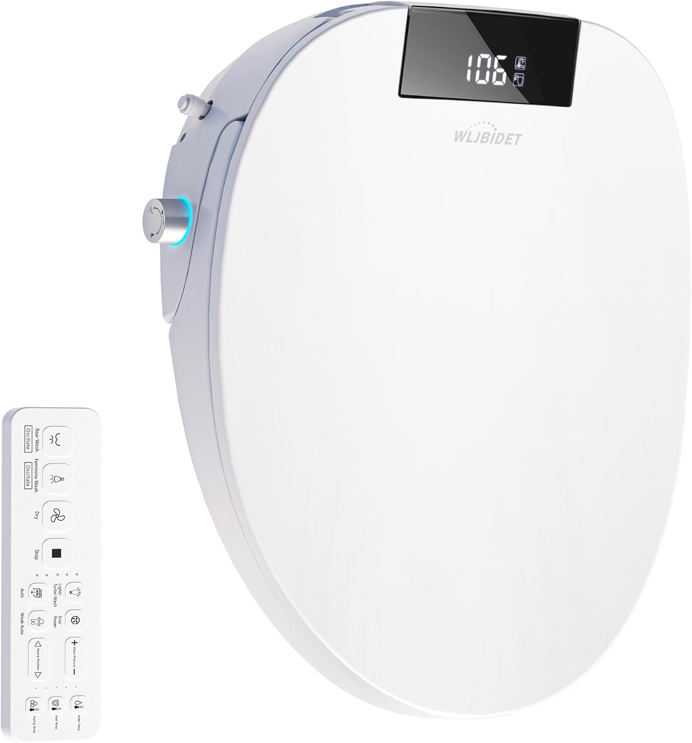 Detalle de WLJBIDET WLJ-O80KR Round Bidet Toilet Seat with Warm Water and Air Drying