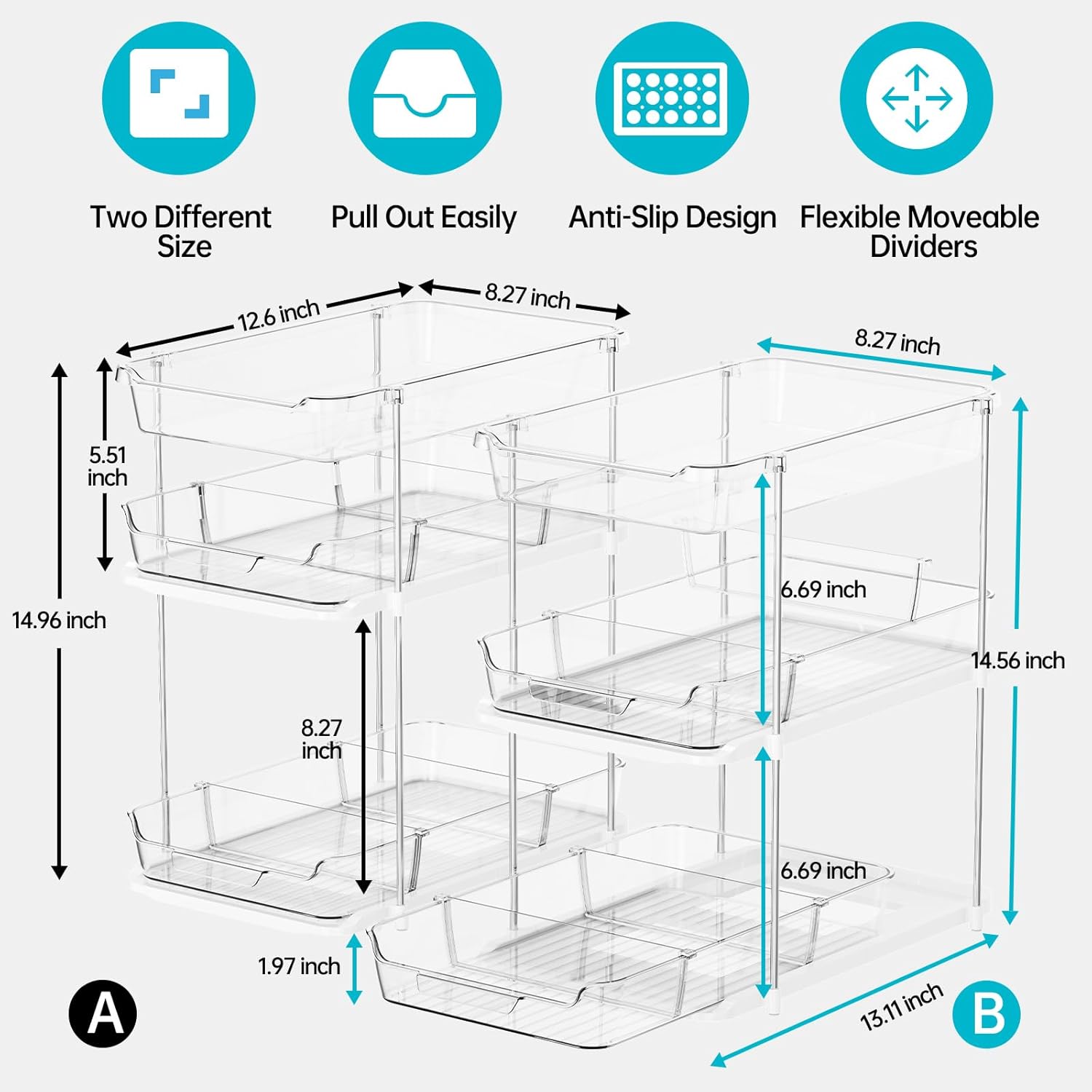 Detalle de Delamu 3-Tier Under Sink Organizer 21x33.5x38 cm