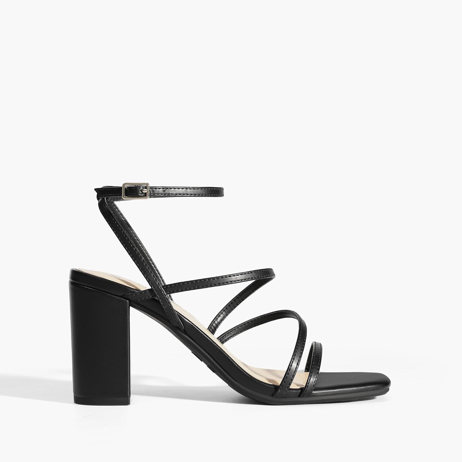 Thumbnail 3 de DREAM PAIRS Women's Heels: Chunky Block Strappy Square Open Toe Ankle Buckle Sandals