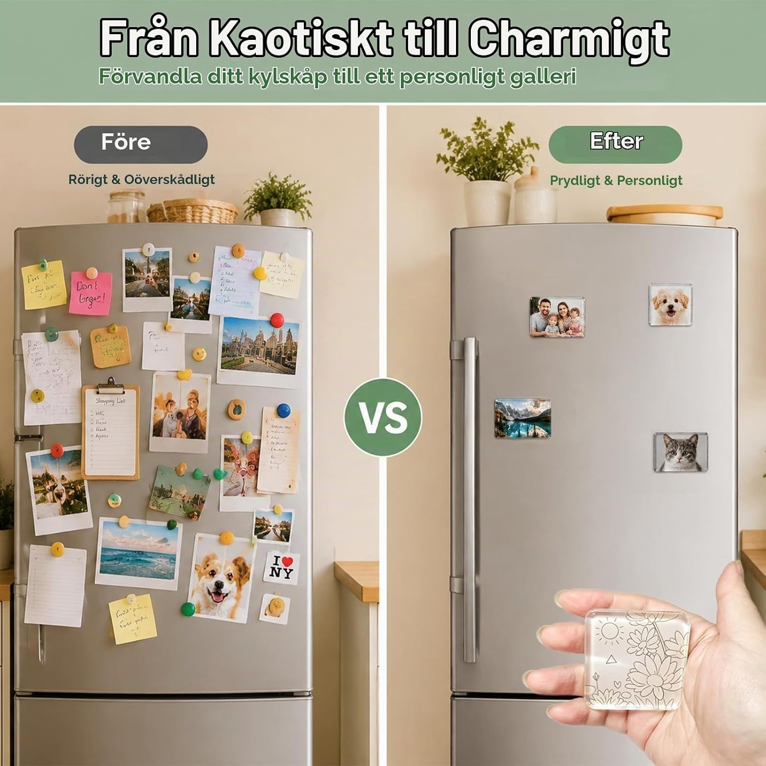Detalle de Brizuf DIY-kylskåpsmagneter i akryl, 25 delar i två storlekar