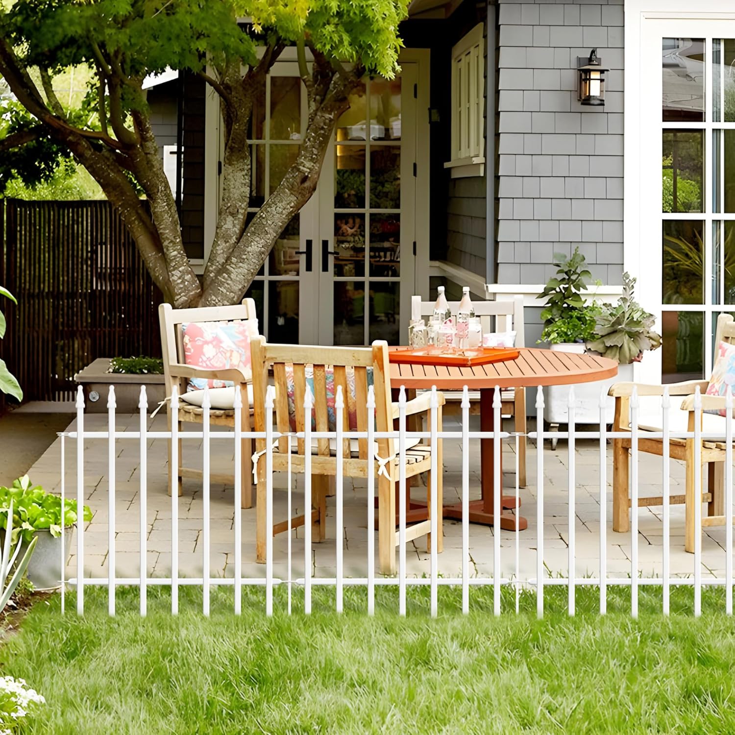 Thumbnail 3 de Thealyn decorative metal garden fence panels (white) – 61 cm height, 5-piece set