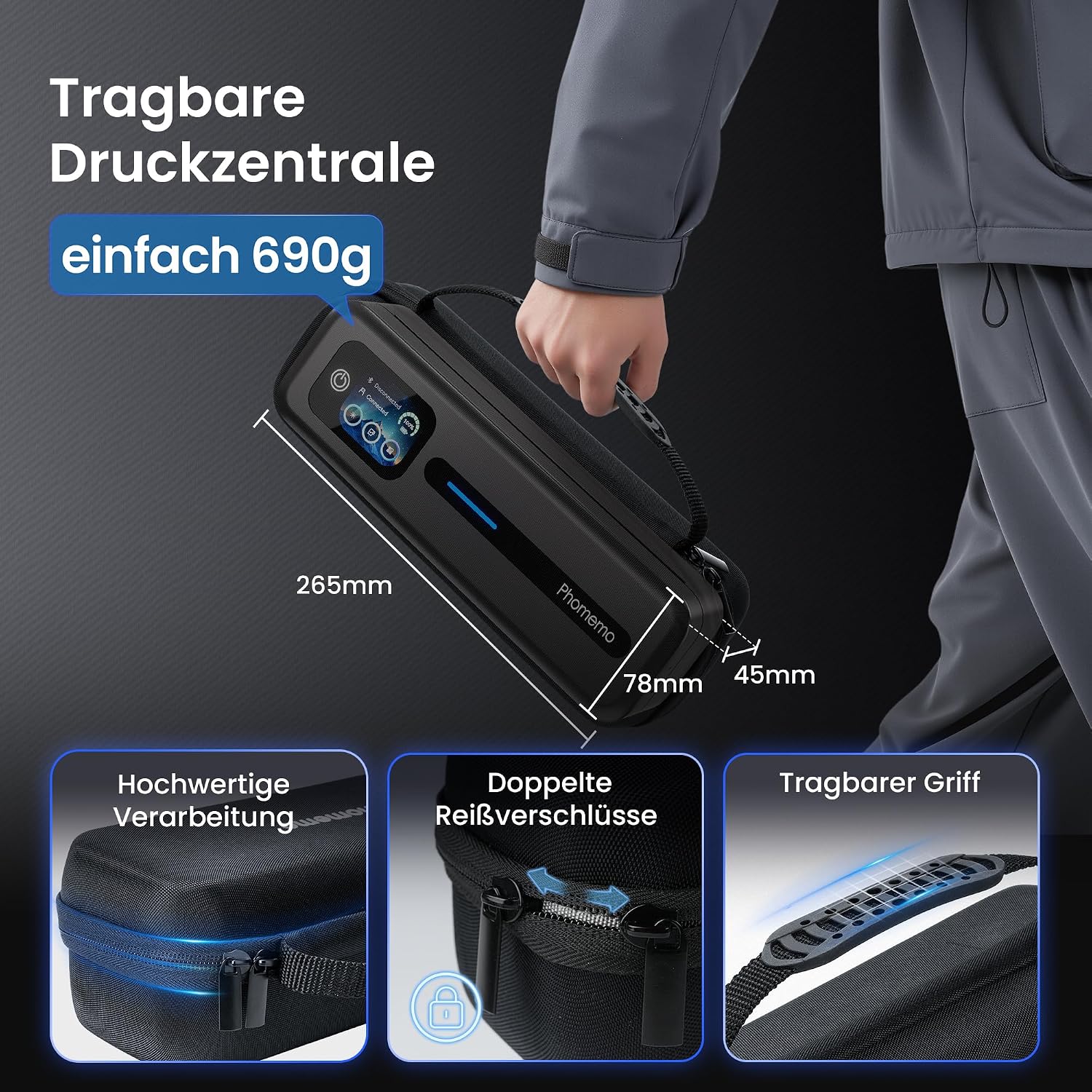 Thumbnail 6 de Phomemo M832D Thermodrucker A4 – Mobiler Bluetooth/USB-Drucker mit Touchscreen, 300 DPI