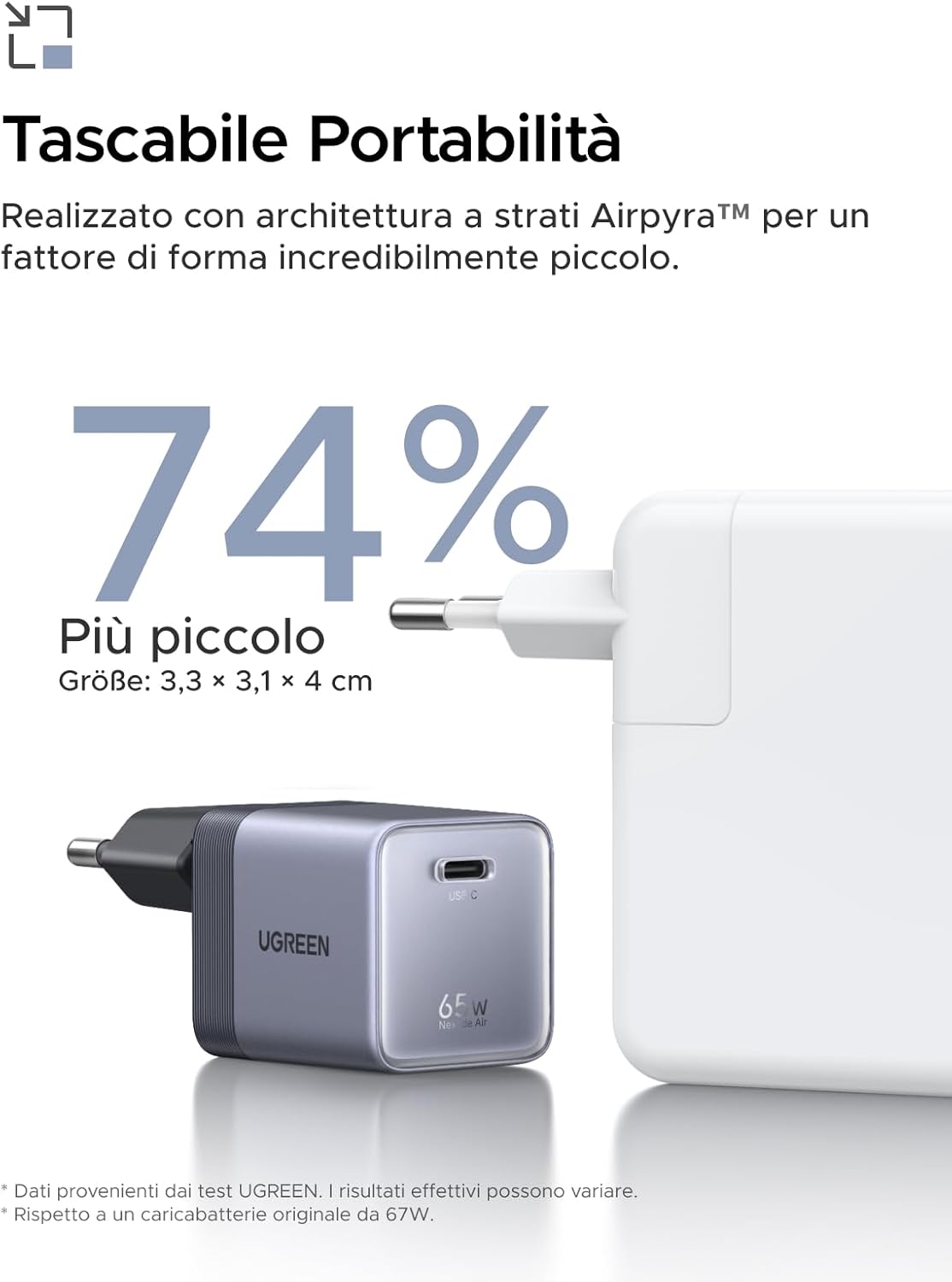 Thumbnail 5 de UGREEN Nexode Air 65W: Caricatore USB-C GaN II con cavo incluso per MacBook, iPhone e Android