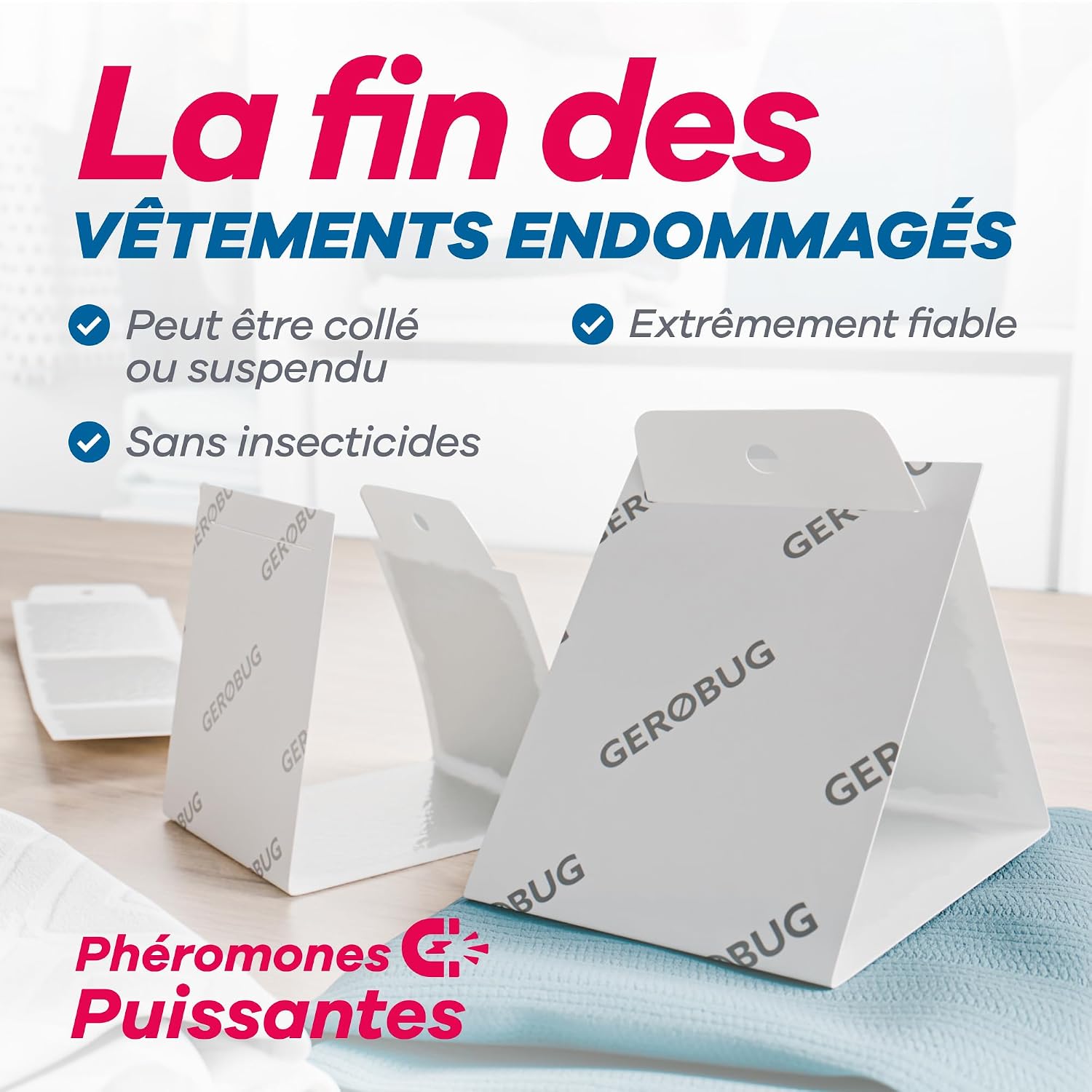 Detalle 2 de Gerobug Piège à Mites des vêtements 10 pièces – Phéromone Attractive, 3 Mois de Protection