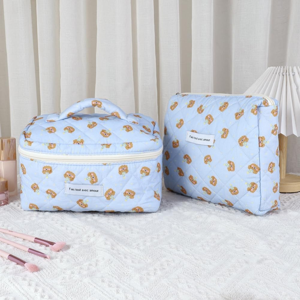 Thumbnail 6 de Aucuu Grande Trousse de Maquillage — Lot de 3 Trousse de Toilette en coton à motif floral