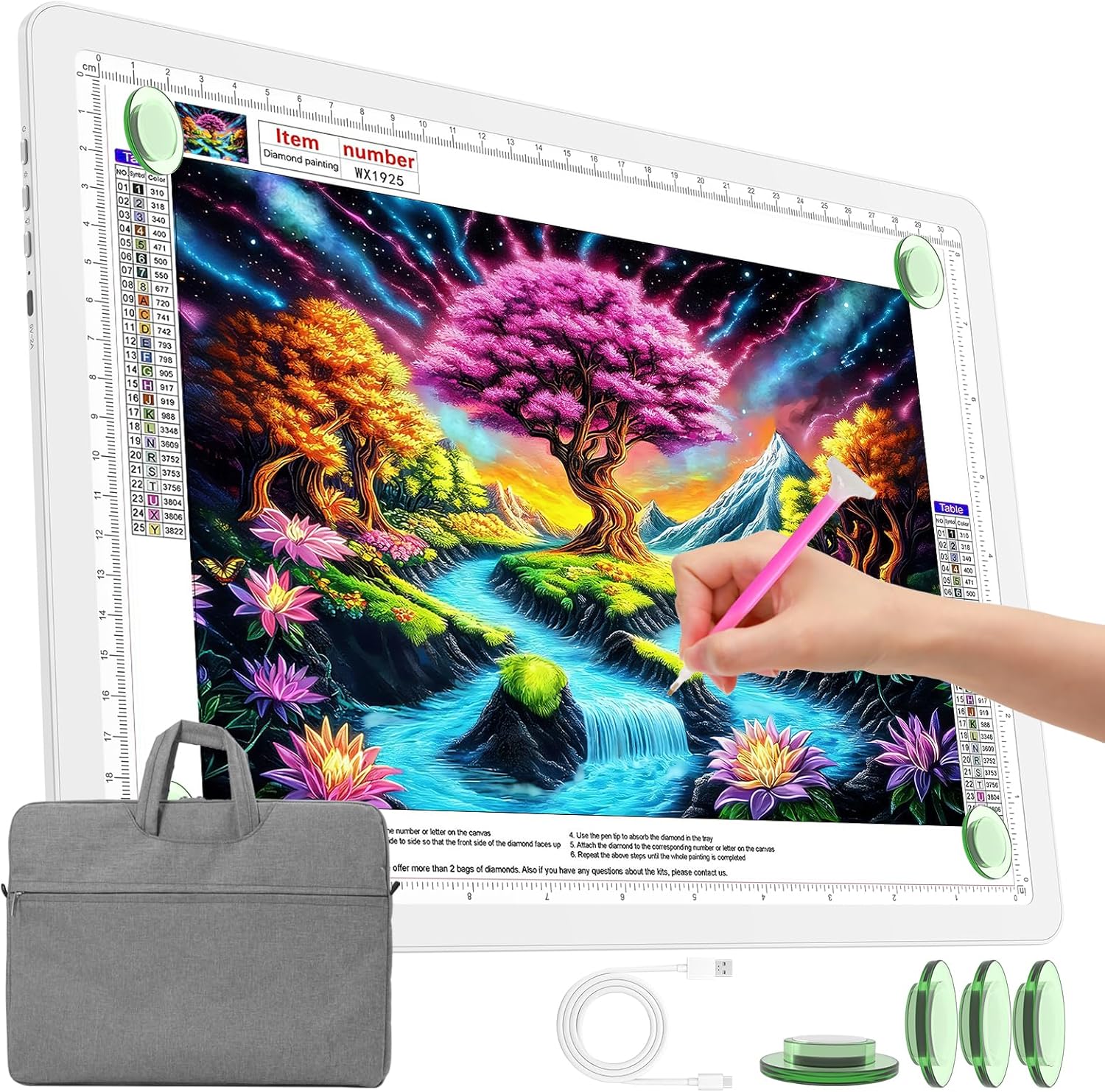 Detalle 2 de TOHETO Bloc lumineux A3 rechargeable avec sac de transport – tablette lumineuse polyvalente pour traçage et dessin