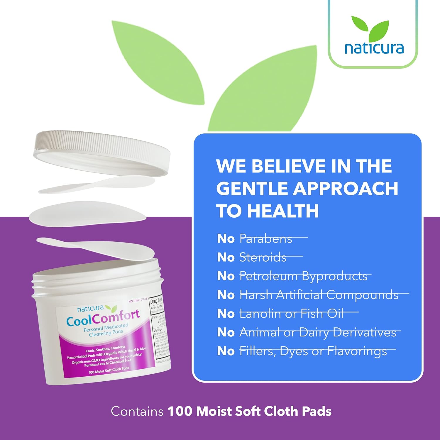 Thumbnail 6 de Naticura CoolComfort Witch Hazel Pads, 100 Count, with Organic Aloe Vera