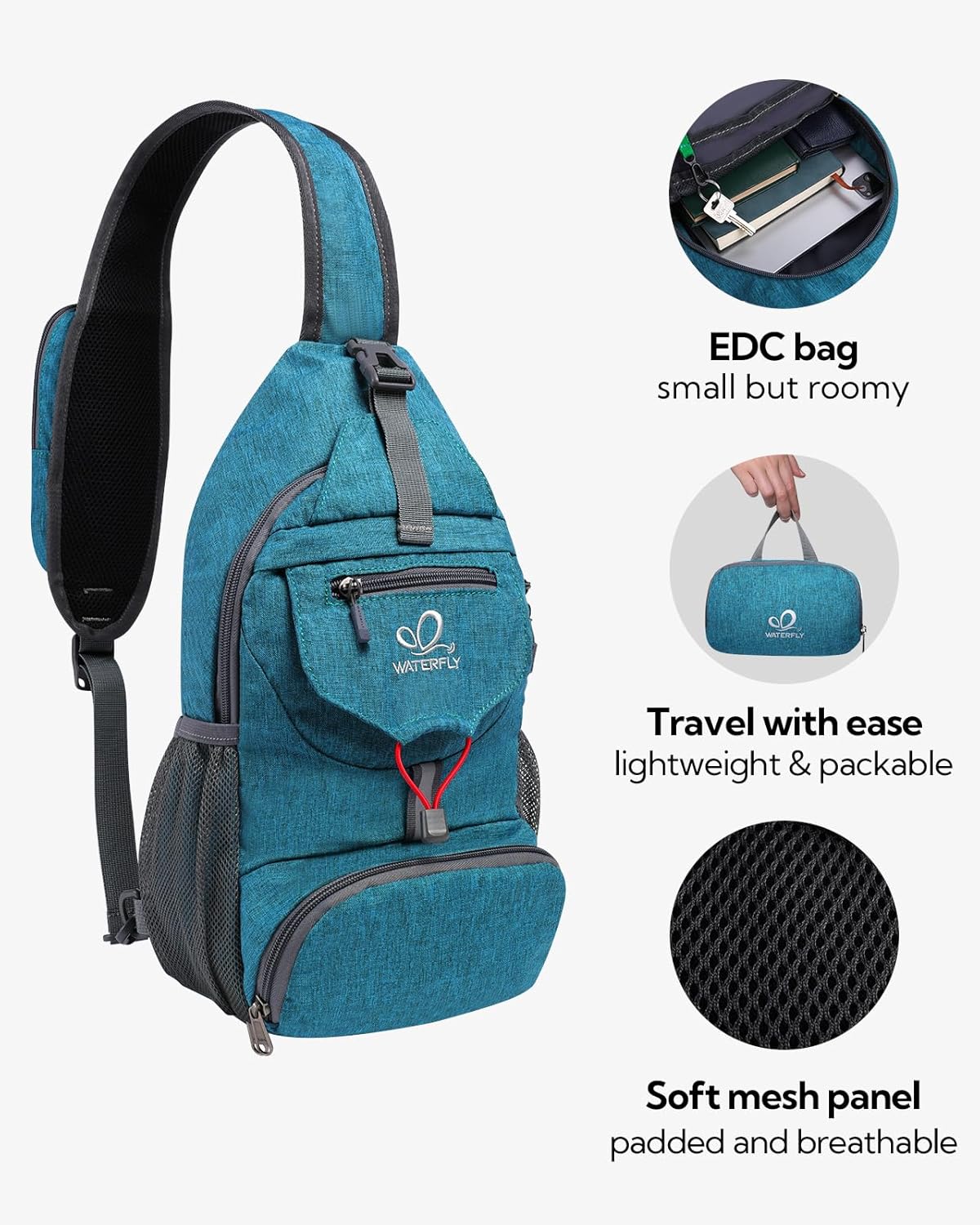 Thumbnail 2 de Waterfly Packable Small Crossbody Sling Backpack — Foldable Daypack for Travel and Outdoor Use