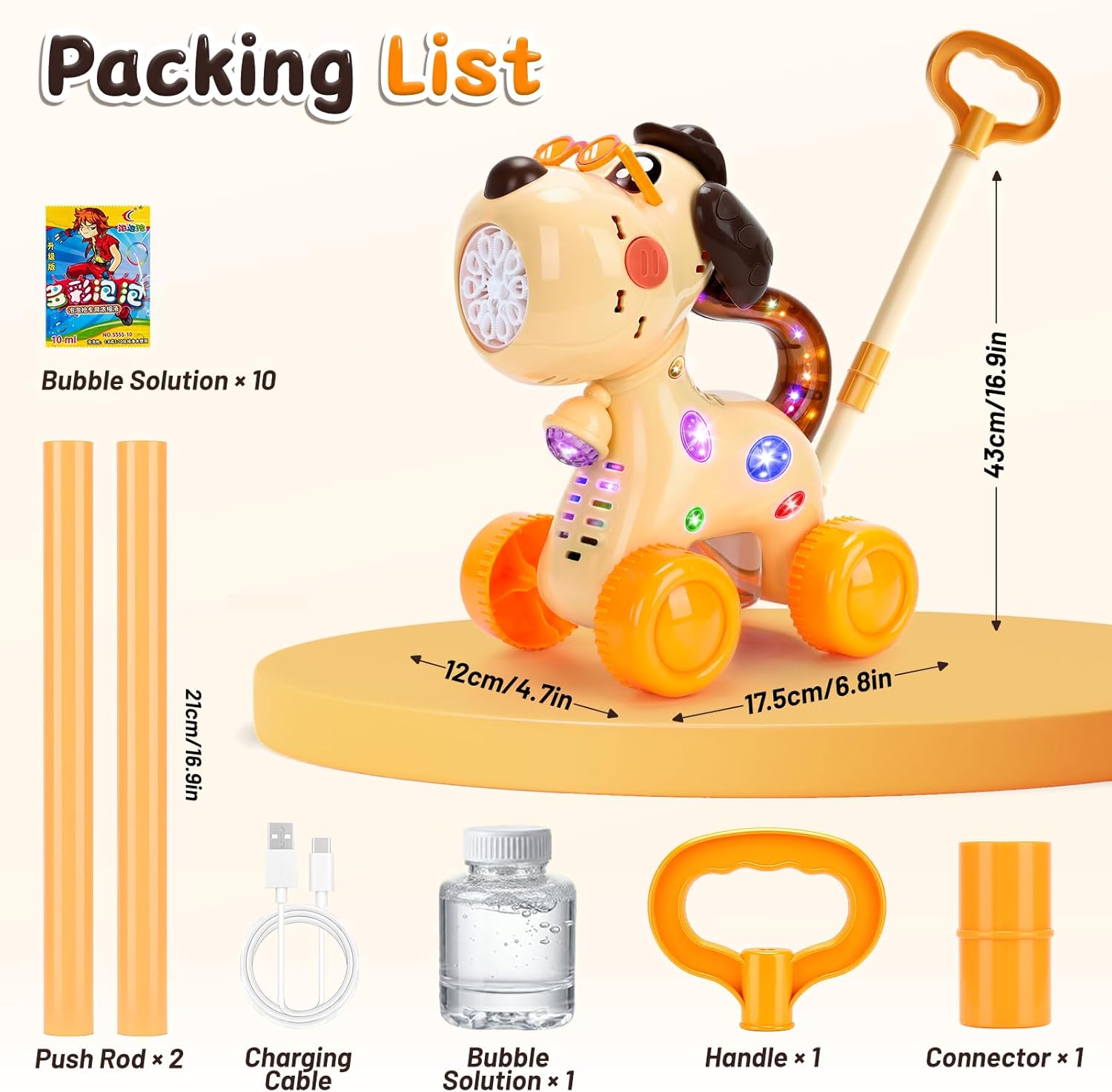 Detalle de QASUN Toys: Bubble Machine for 2–5 Year Olds with Lights, Dual Modes and 15000+ Bubbles/Min