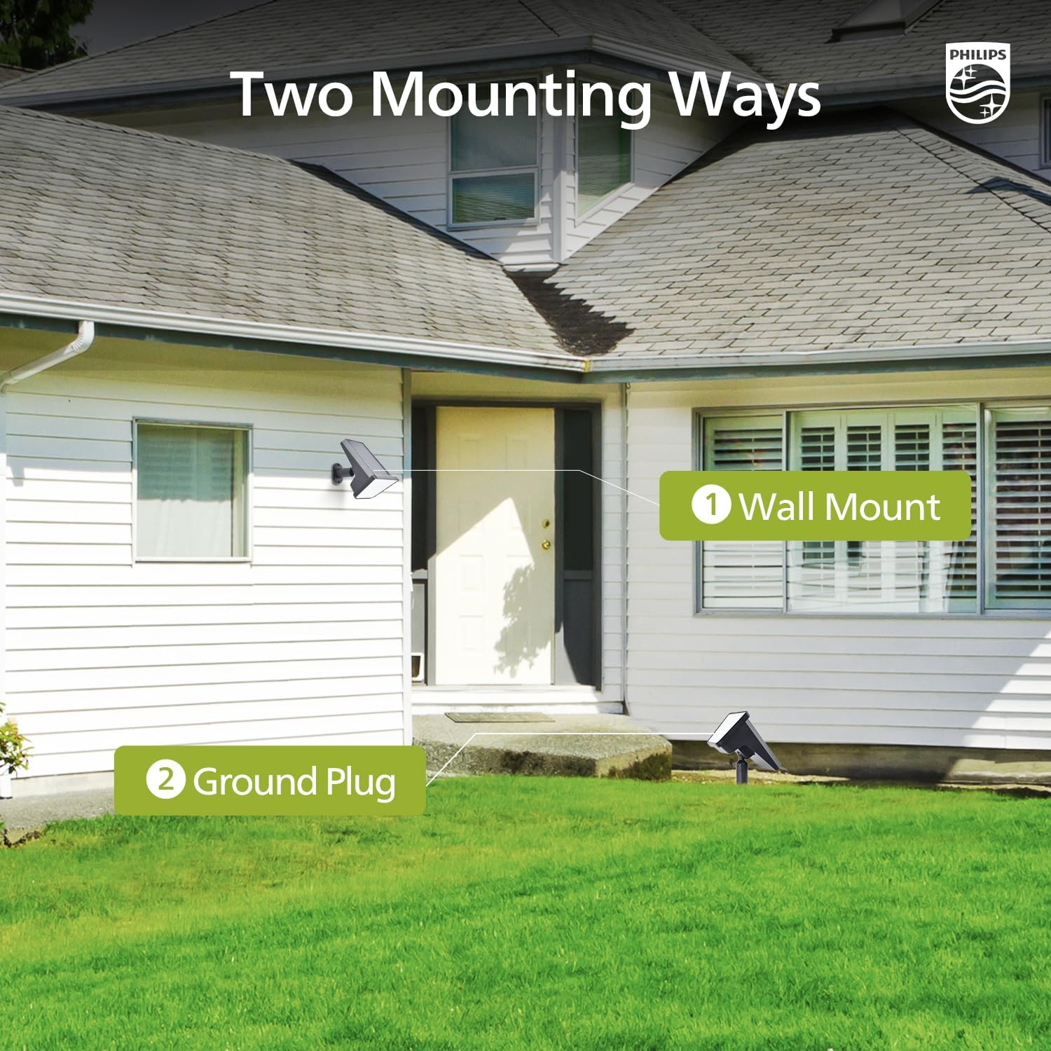 Thumbnail 5 de Philips 2-pack solar spot lights for outdoors with 28 LEDs, dusk to dawn auto lighting