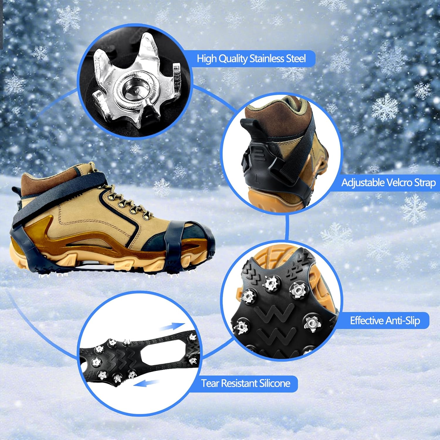 Detalle 2 de SYNYOUR Crampons Silicone Ice Grips for Boots