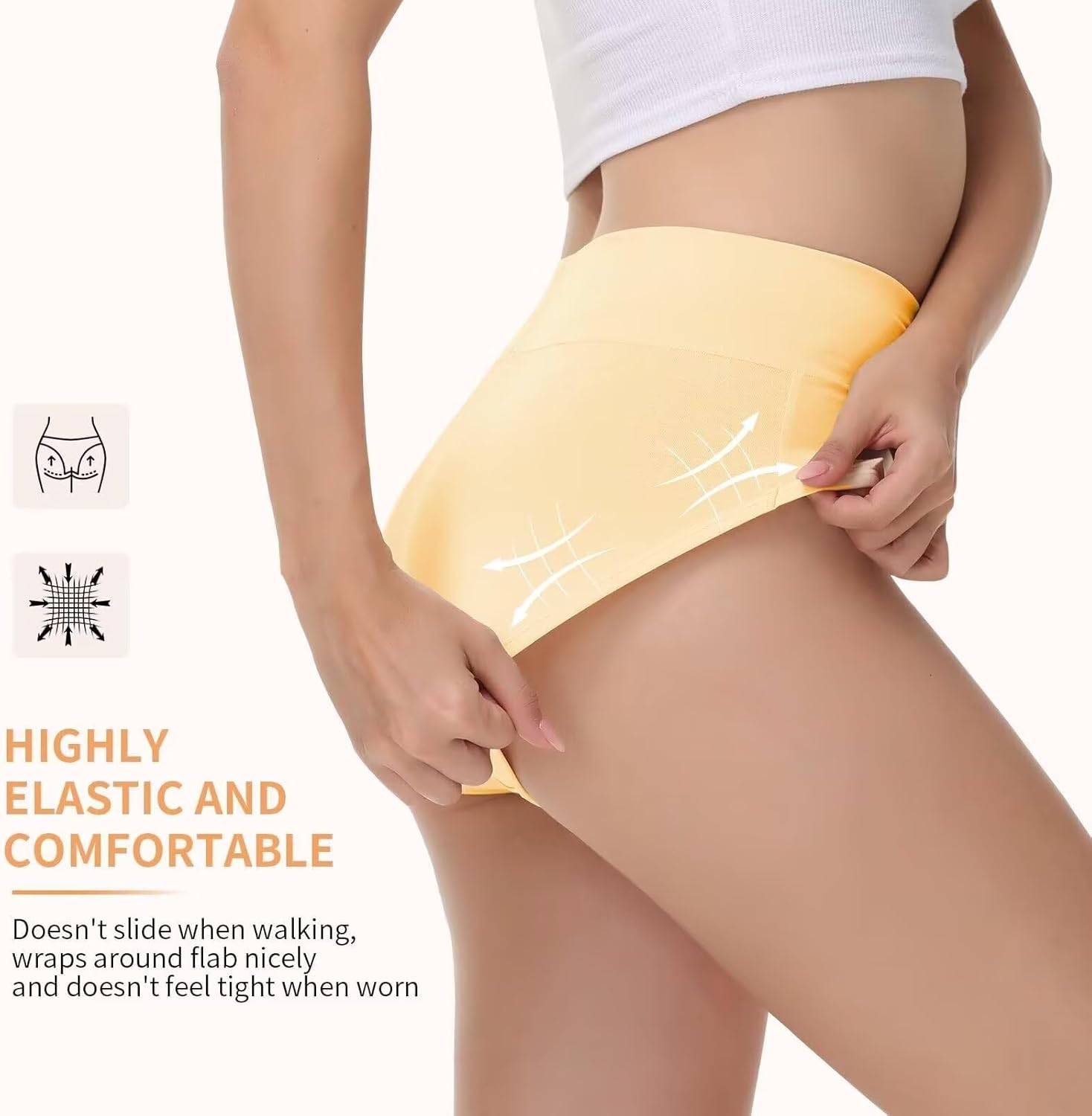 Detalle de NUOZA Damen Slips mit hoher Taille (5er Pack) aus Baumwolle – atmungsaktiv & bequem
