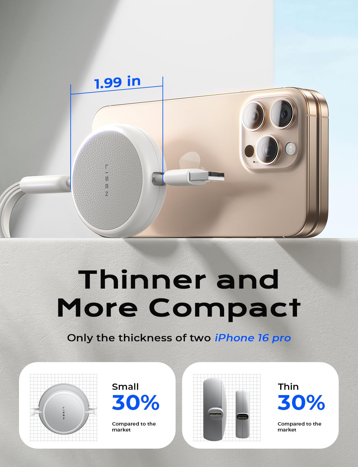 Thumbnail 5 de LISEN Multi Charger Cable (Retractable USB-C to USB) 3-in-1 for Lightning, Micro-USB and USB-C devices