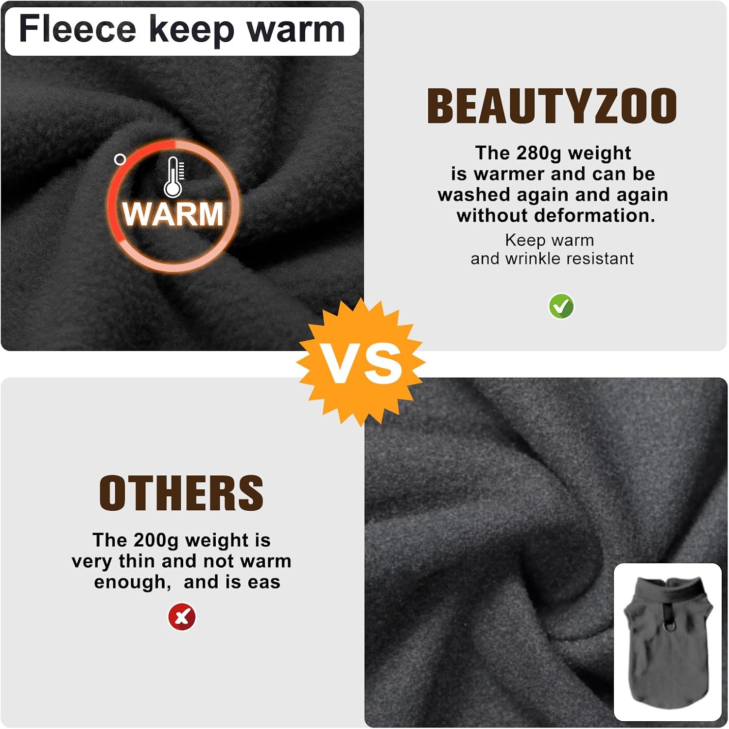 Thumbnail 5 de BEAUTYZOO Fleeceweste Winterjacke für Hunde