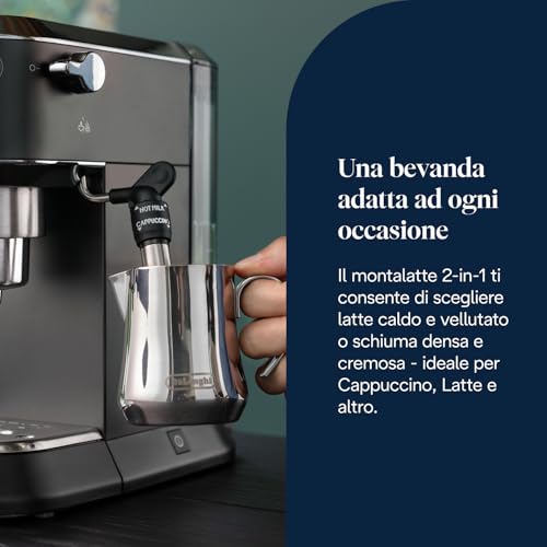 Detalle de De’Longhi Dedica Style EC685.BK: espresso a pompa compatto e versatile