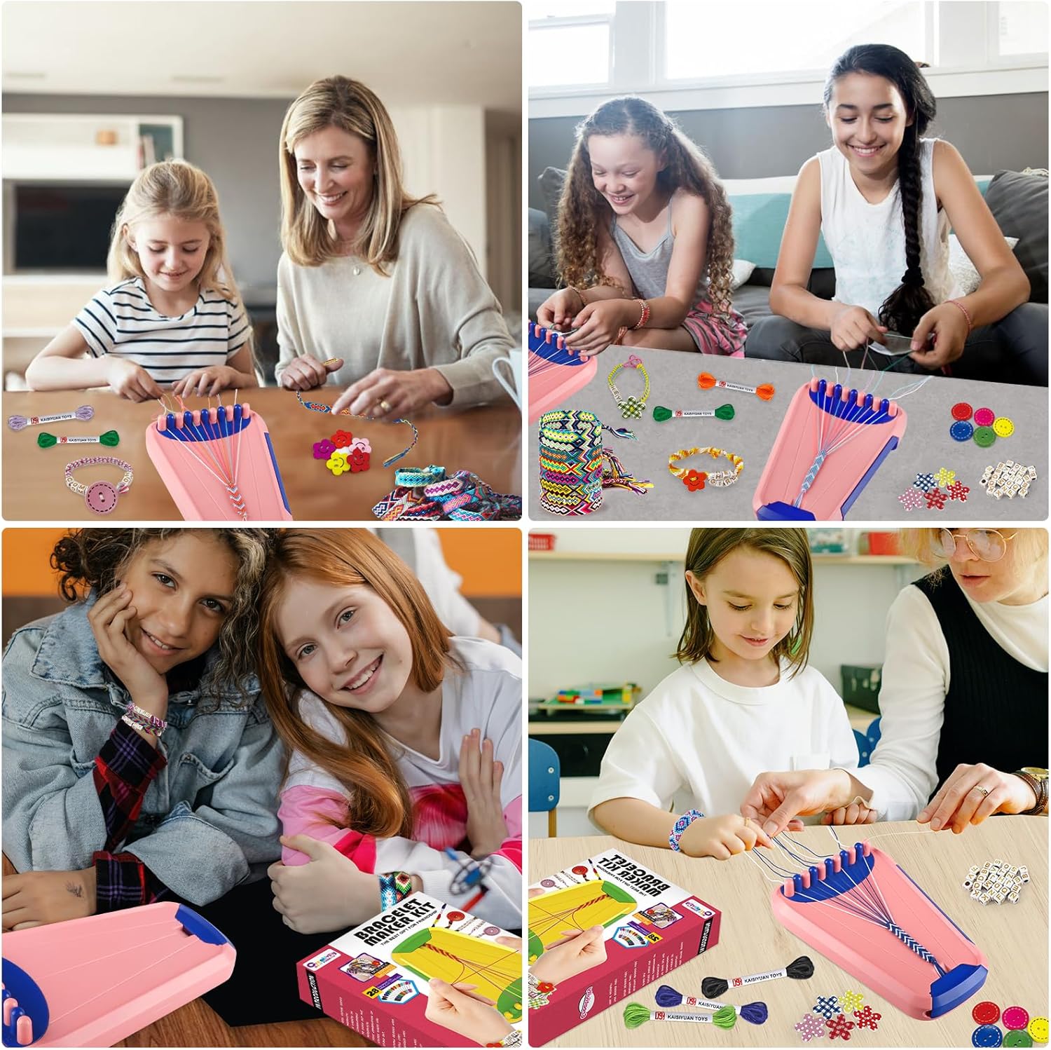 Thumbnail 2 de Friendship Bracelet Making Kit for Girls Aged 8–12: 28 Threads, Alphabet Beads & Storage Board