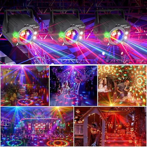 Detalle de Lampe de Scène 3 en 1 Nauotk avec Télécommande – Boule Disco, Stroboscope et LED RVB