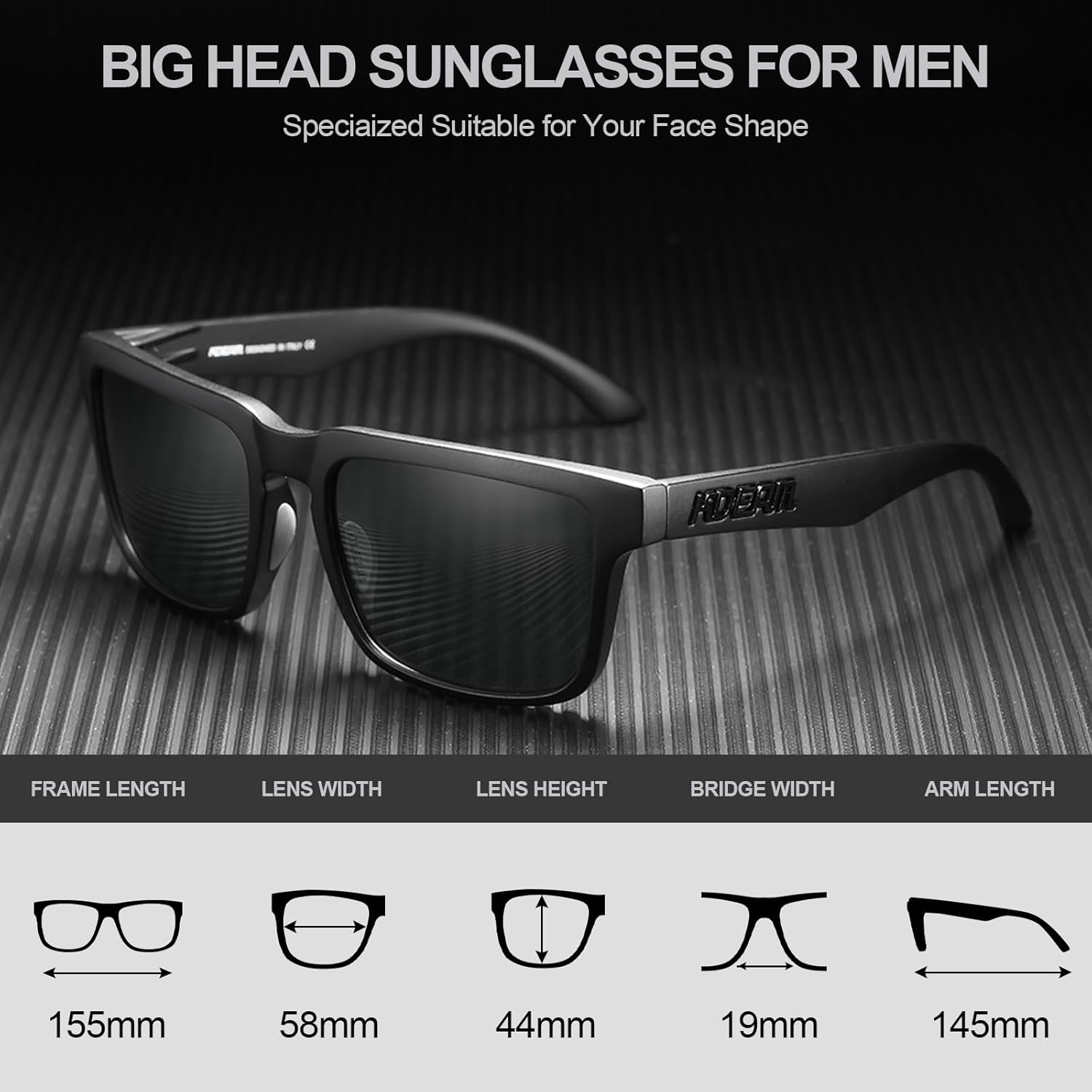 Detalle de STGATN Große Köpfe XL Sonnenbrille Herren – Polarisiert, UV400, TR90, 155 mm